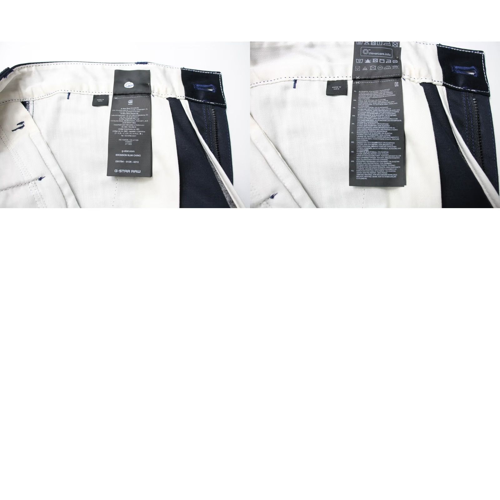 G-Star G-STAR Bronson Slim Chino Trousers Men's W30/L30 Stretch Zip Fly Navy Blue Size US 30 / EU 46 - 8 Thumbnail