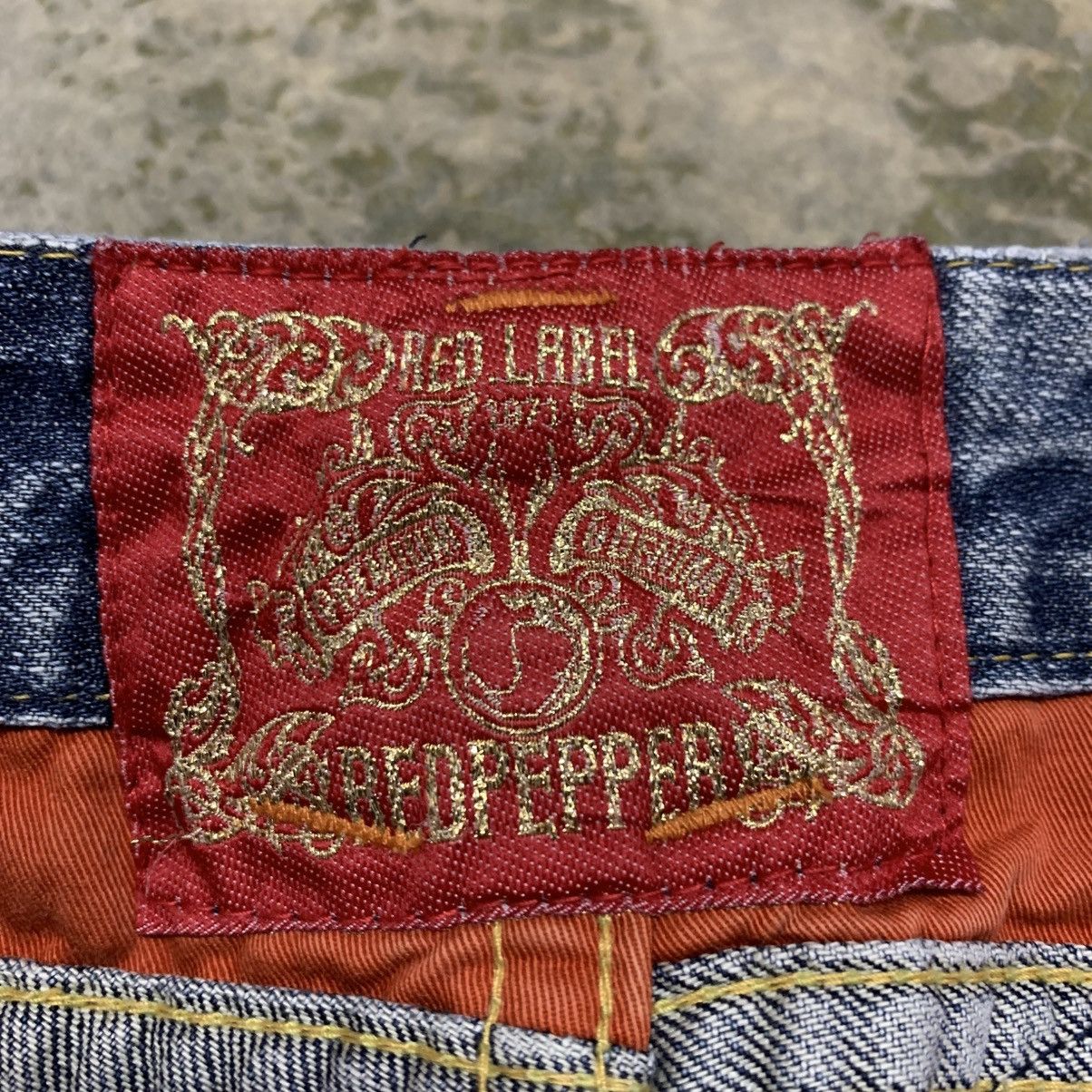 If Six Was Nine Red Pepper Red Label Clawmark Distressed Fade Studded Jean Size US 31 - 14 Thumbnail