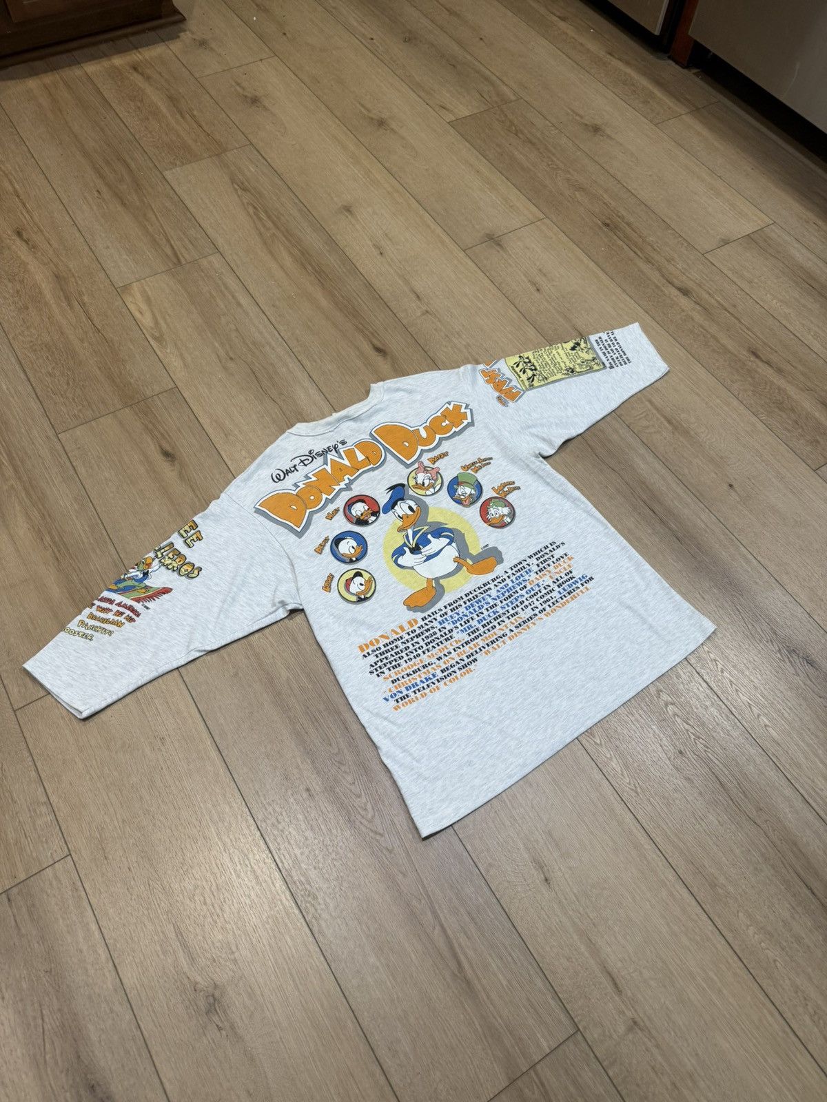 Disney Vintage 1991 Disney Donald Duck Grey Long Sleeve AOP Size US XL / EU 56 / 4 - 10 Thumbnail