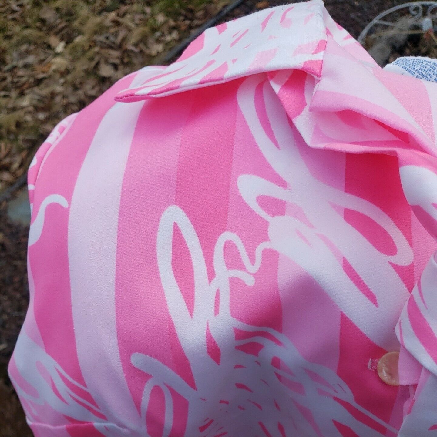 Vintage 70s Pussy Bow Top Womens M Pink Floral Polyester Short Sleev Size M / US 6-8 / IT 42-44 - 12 Thumbnail