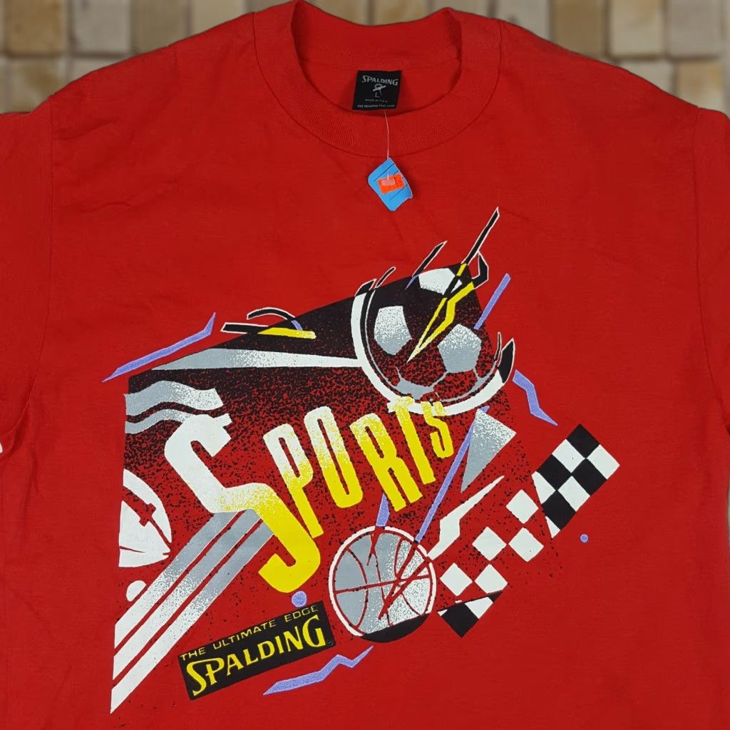 Spalding VINTAGE Spalding Sports T-Shirt Mens L Red 90s Retro Graphic Print United States Single Stitch Cotton Crew Neck Short Sleeve Size US L / EU 52-54 / 3 - 1 Thumbnail