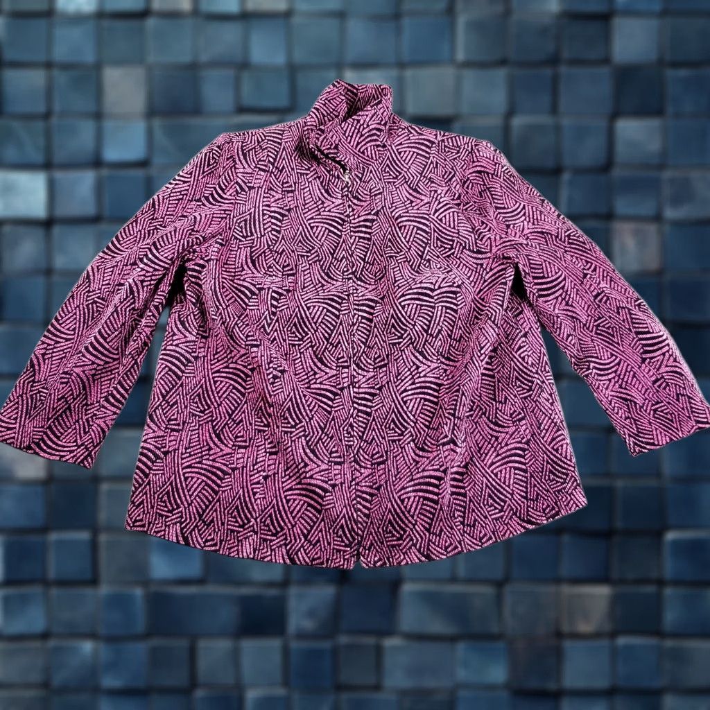Vintage Maggie Barnes Catherines Jacket Cardigan Geometric Aztec Pink Knit 14-16 Womens Sleeve Long Open Stretch Size XL / US 12-14 / IT 48-50 - 1 Thumbnail