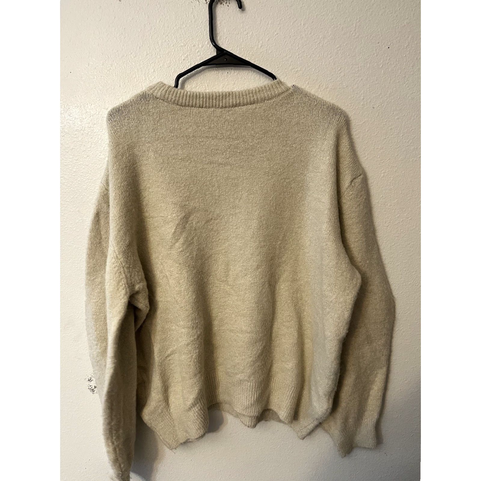 Zara ZARA Check Knit Sweater Womens Medium Beige Crewneck Pullover Stretch Acrylic Casual 80s 90s Bohemian Size M / US 6-8 / IT 42-44 - 3 Thumbnail