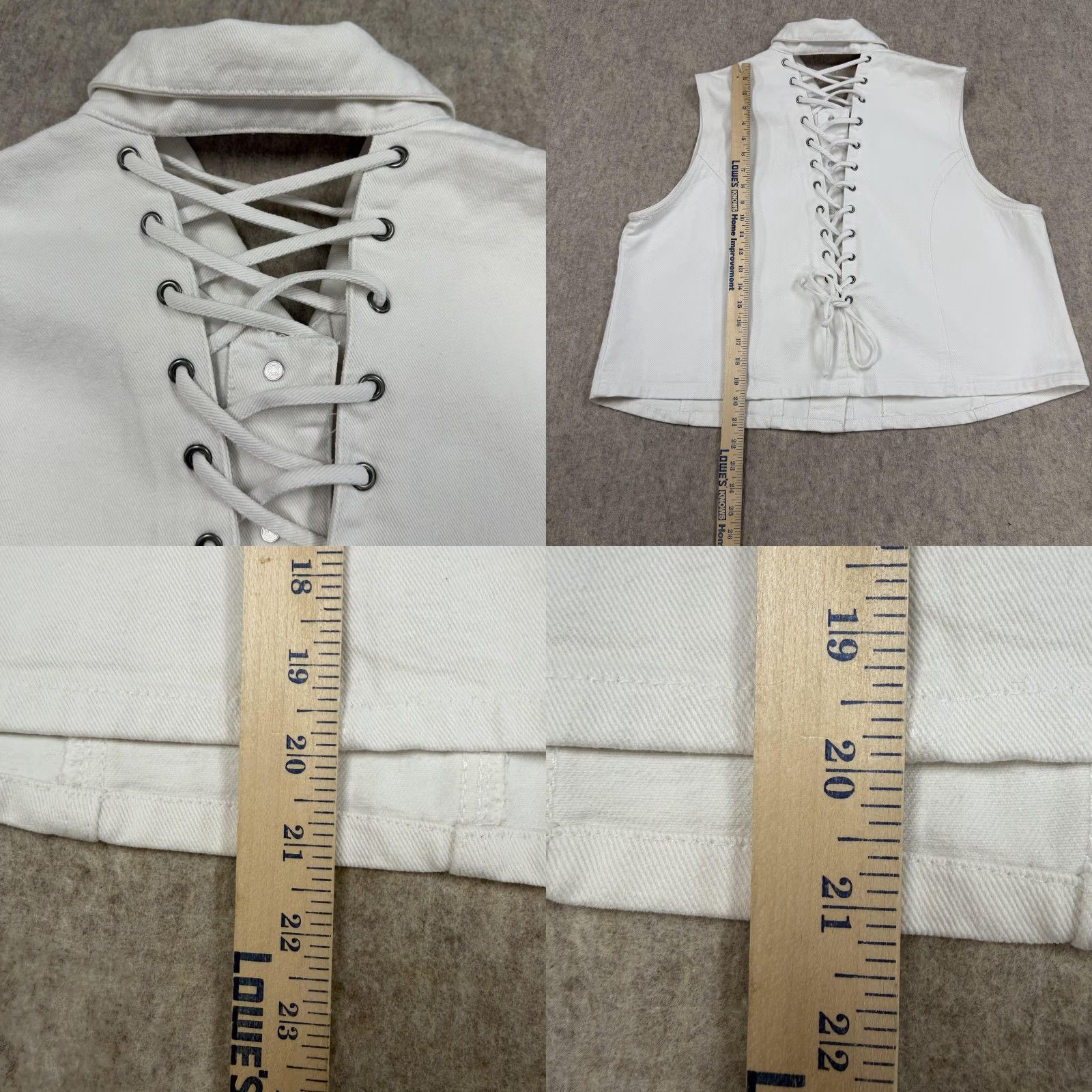 Denime Zana Di Vest Womens Adjustable White Denim Lace-Up Back Corset Button Front XL Size XL / US 12-14 / IT 48-50 - 8 Thumbnail
