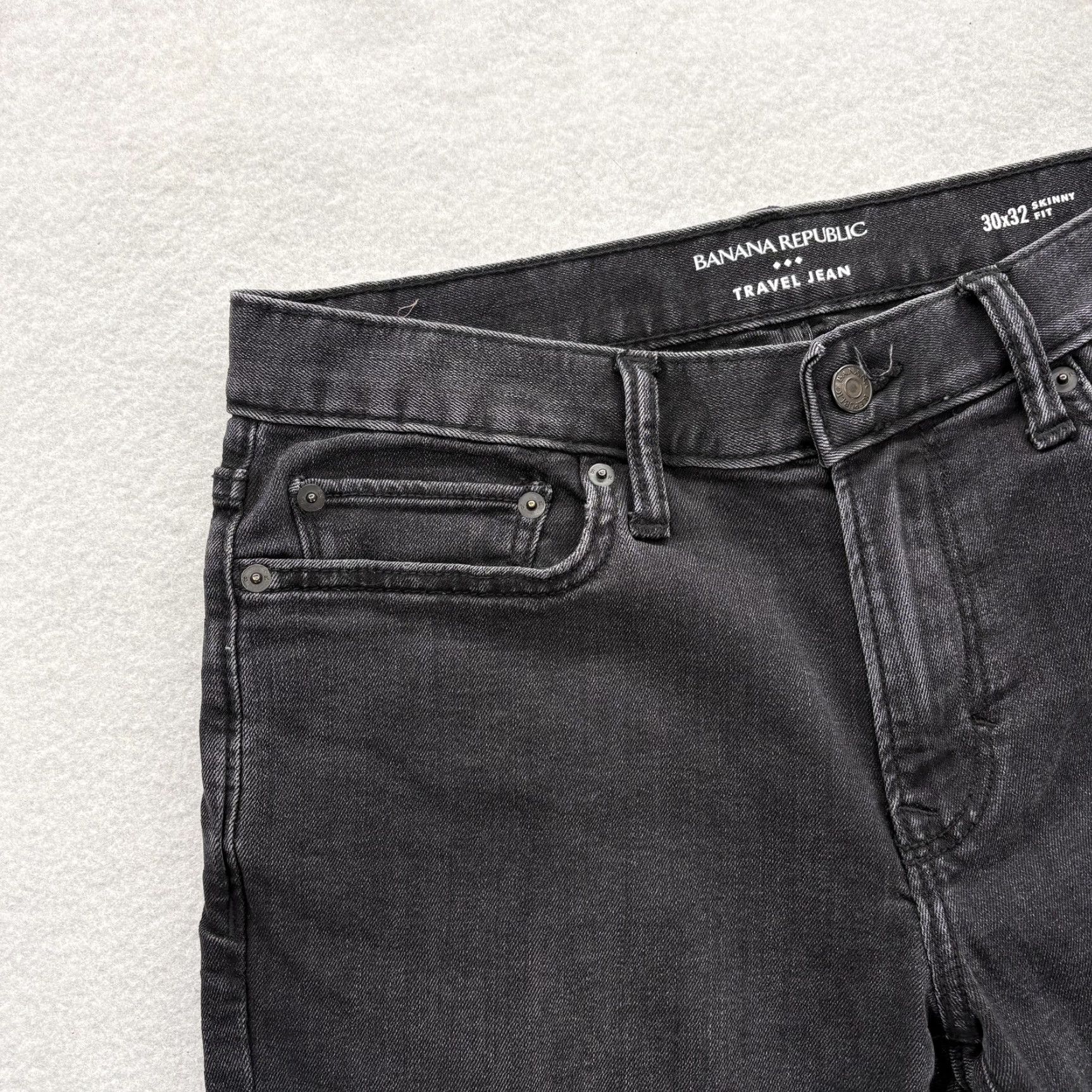 Banana Republic VINTAGE? (No) Ban an a Re public Travel Jeans Mens 30x30 Black Charcoal Skinny Fit Stretch Denim Size US 30 / EU 46 - 3 Thumbnail
