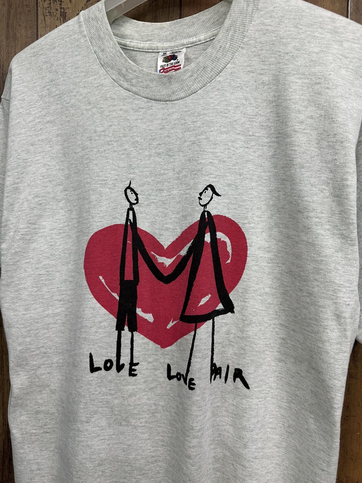 Fruit Of The Loom Vintage FOTL 80s Love Love Pair Tshirt A496 Size US M / EU 48-50 / 2 - 2 Thumbnail