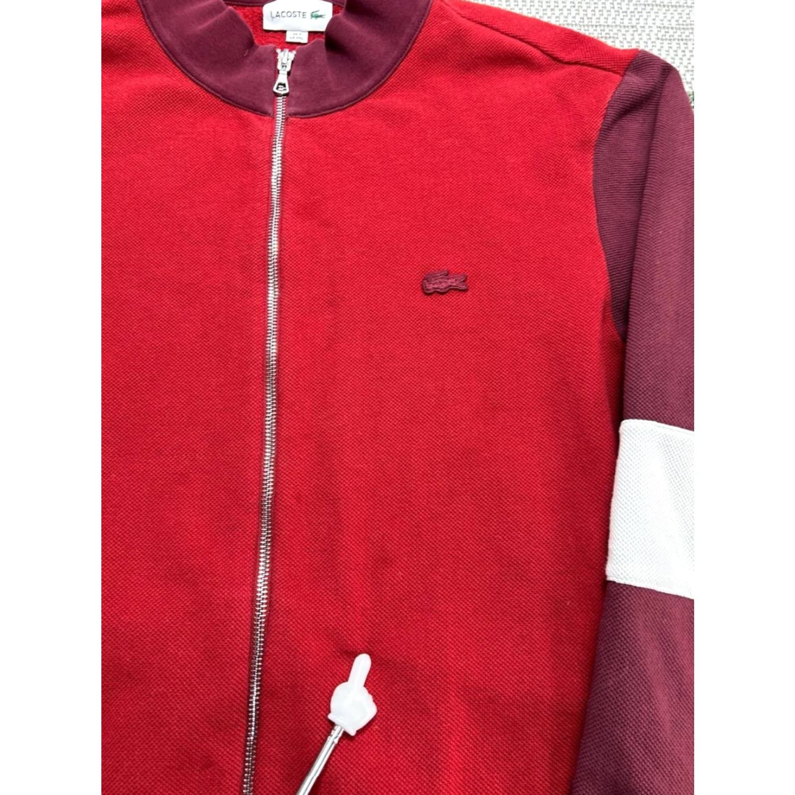 Lacoste Lacoste Jacket Mens XXL Red Cotton Textured Knit Colorblock Full Zip Training Jacket Size US XXL / EU 58 / 5 - 5 Thumbnail