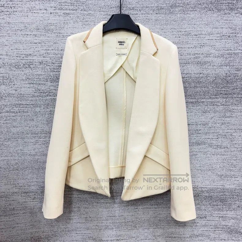 Hermes Beige Stand Collar Slim Fit Jacket