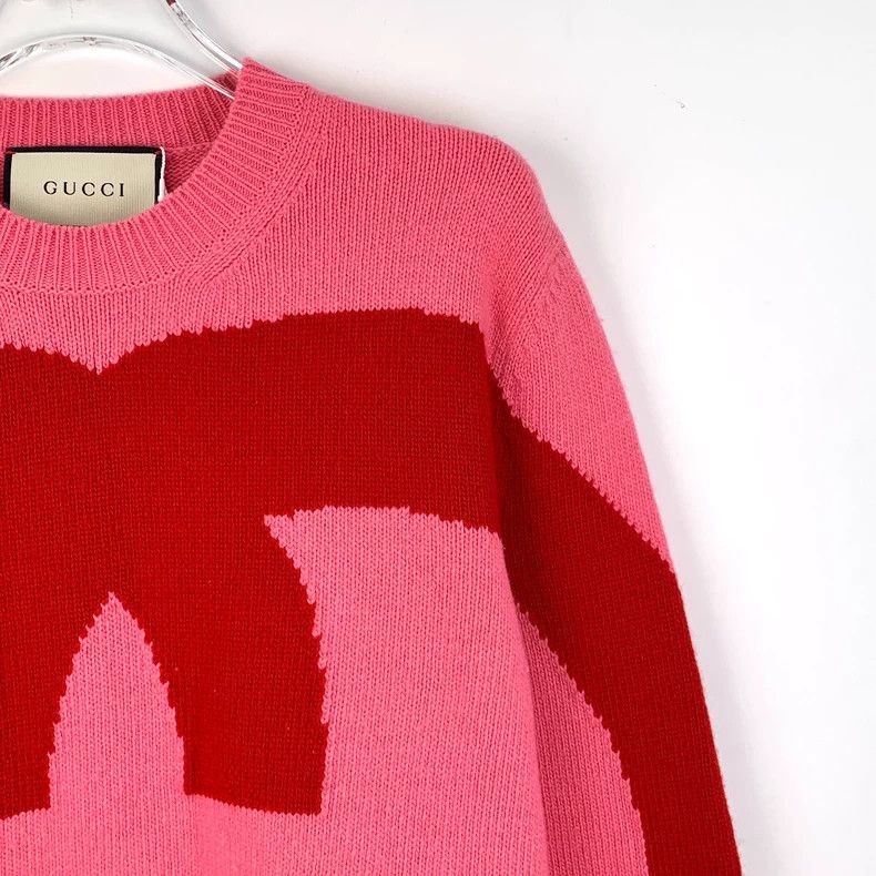 Gucci Gucci Pink logo inlaid wool round-neck long-sleeved knitte Size XS / US 0-2 / IT 36-38 - 3 Thumbnail