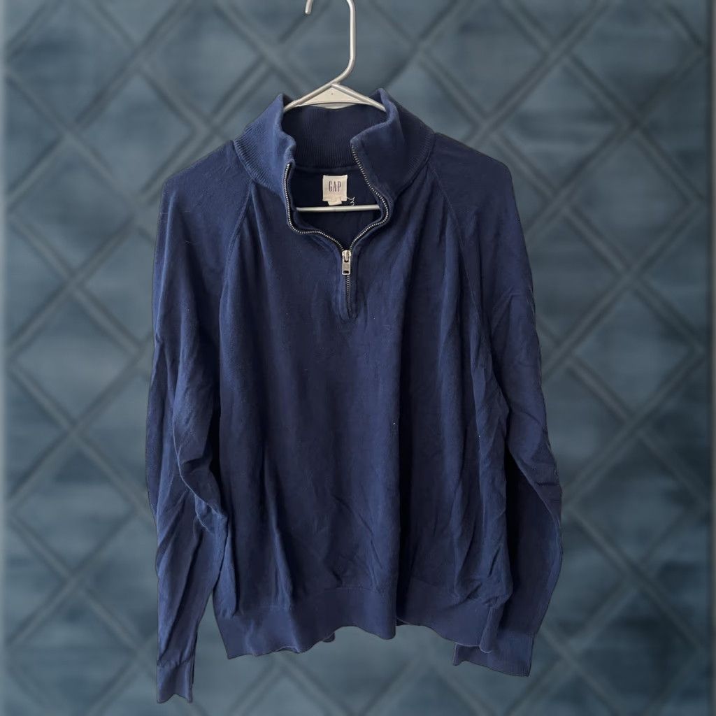 Gap VINTAGE Gap Sweater Mens 2XL 1/4 Zip Cotton Long Sleeve Mock Neck Blue Logo Zipper Pullover Size US XXL / EU 58 / 5 - 1 Thumbnail