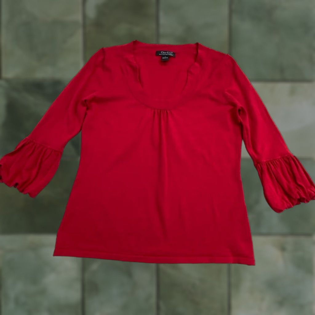 Vintage Cest City Womens Red Silk Blend Pullover Sweater Large 3/4 Sleeves Size L / US 10 / IT 46 - 1 Thumbnail