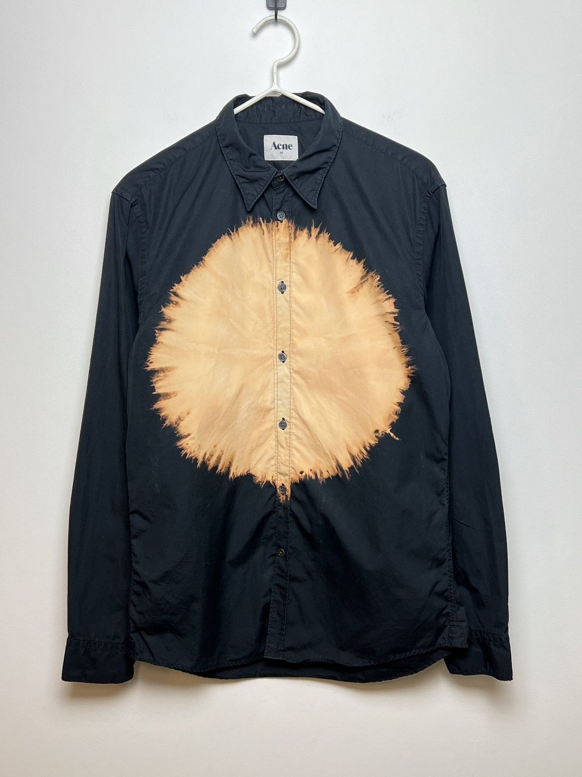 image of Acne Studios x Archival Clothing Acne Y2K Sun Shirt 1/1 Bleached Tie Dye in Black (Size Medium)