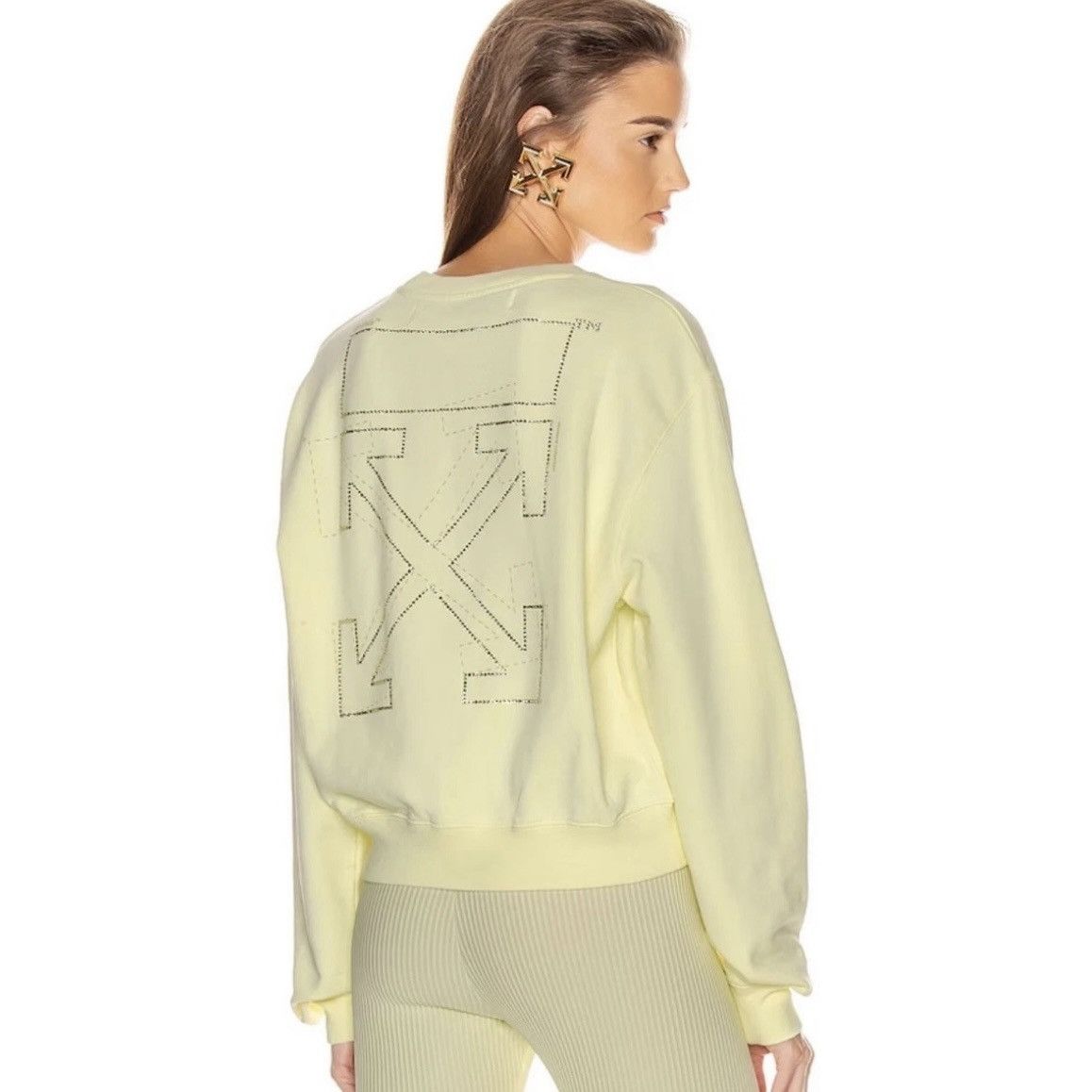 Off-White FW19 Off White Diagonal Arrow Rhinestones Logo Sweatshirt Size M / US 6-8 / IT 42-44 - 3 Thumbnail