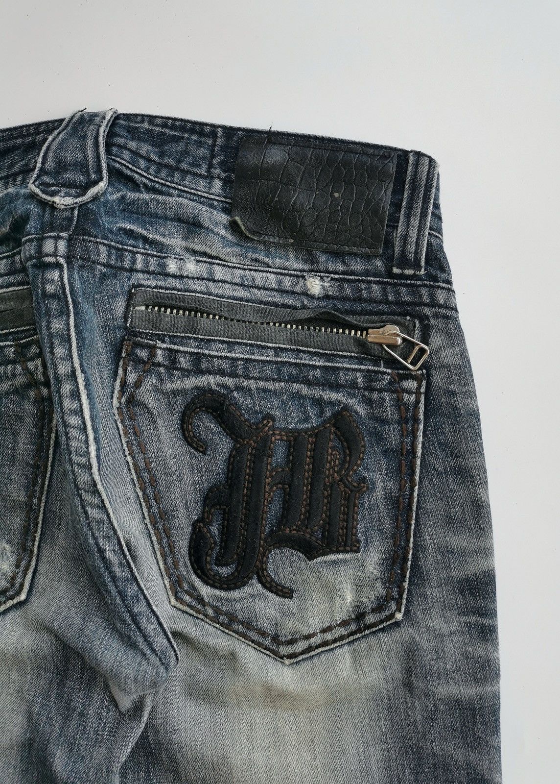 Japanese Brand Jukebox Japan Whiskers Faded Distressed Jeans Size US 31 - 3 Thumbnail