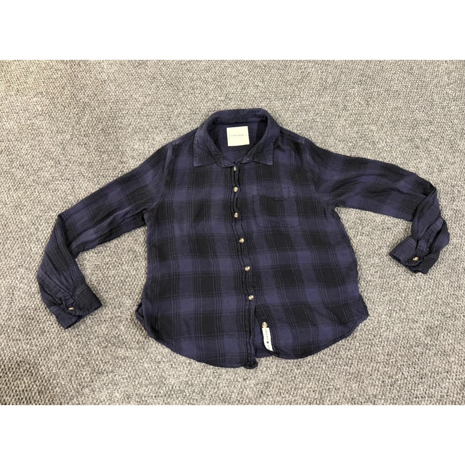 Lucky Brand Lucky Brand Button-Up Shirt Womens XS Blue Plaid Long Sleeve Casual Lightweight Shirt Womens XS Blue Plaid Long Sleeve Casual Lightweight Size XS / US 0-2 / IT 36-38 - 2 Thumbnail
