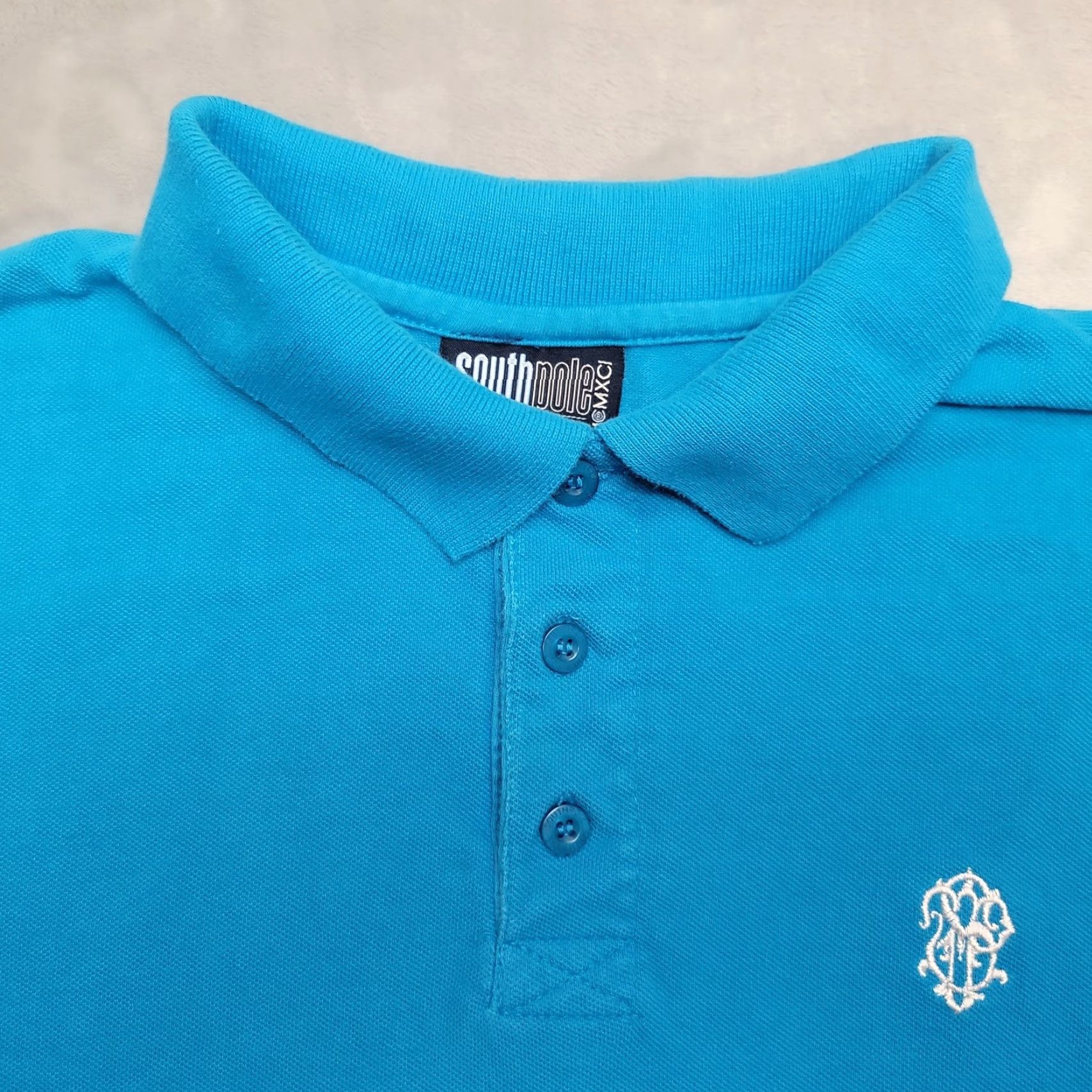 Southpole VINTAGE Southpole Shirt Mens L Blue 100% Cotton Polo Casual Embroidered Crest 90s/Y2K Mens Size US L / EU 52-54 / 3 - 3 Thumbnail
