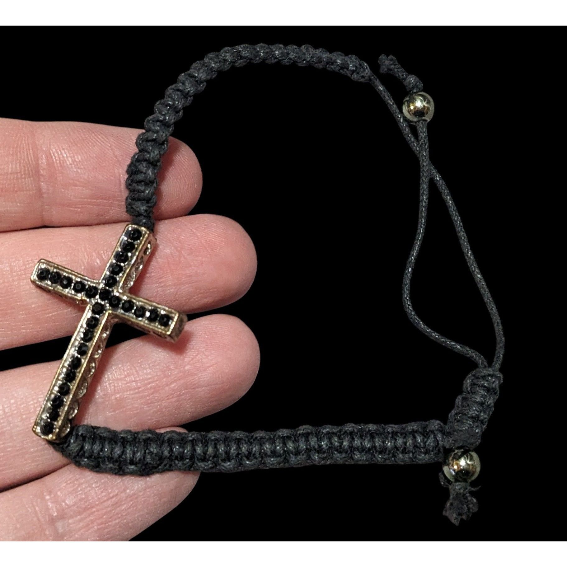 Other Gothic Cross Black And Silver Tone Rhinestone Adjustable Bra Size ONE SIZE - 2 Thumbnail