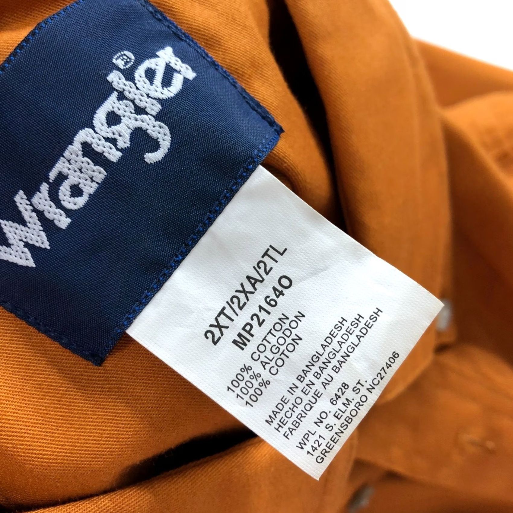 Wrangler VINTAGE Wrangler 2xt TALL 18.5/38 Button Long Sleeve Casual Shirt Orange Rust MINT Size US XXL / EU 58 / 5 - 8 Thumbnail