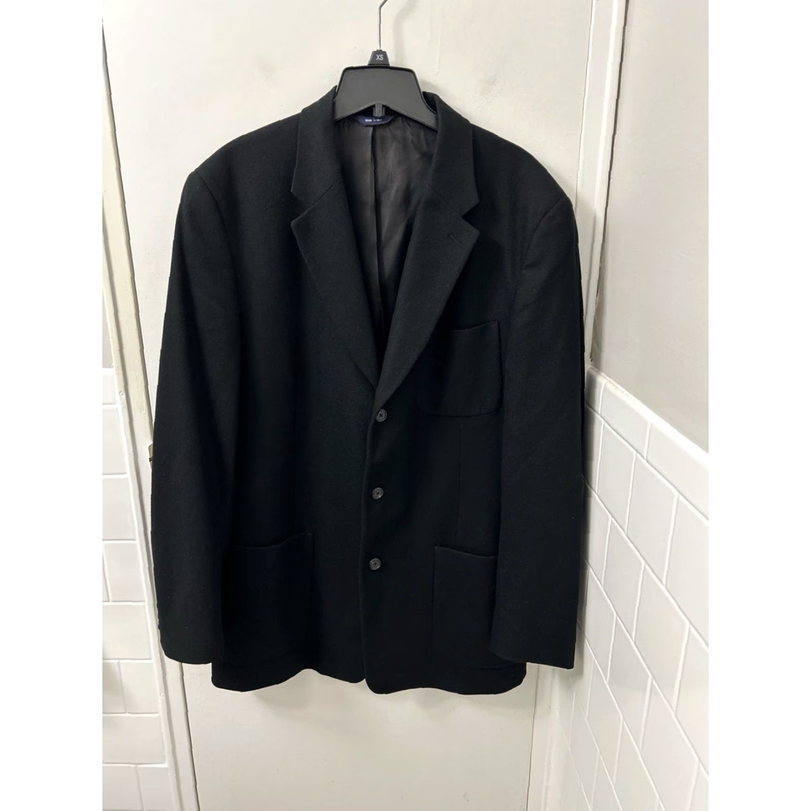 J.Crew VINTAGE J. Crew Blazer Mens 42L Black Wool Acetate 3-Button Notch Lapel Double-Vented Regular Size 42R - 2 Thumbnail