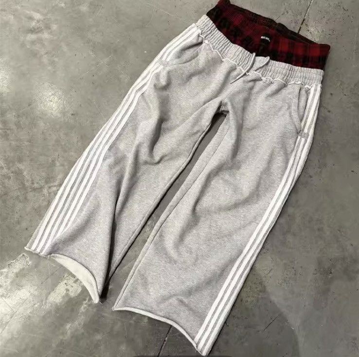 Japanese Brand Double-Waist Plaid Sweatpants Wide Leg Baggy - NEW Size US 32 / EU 48 - 4 Thumbnail