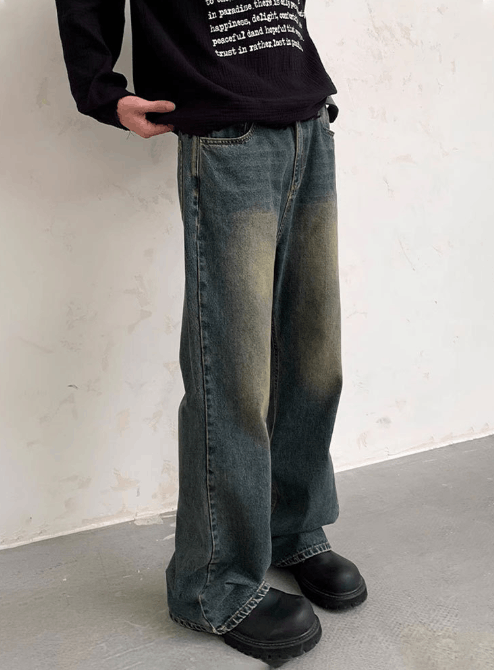 Japanese Brand × Jean Retro washed distressed all-match Cleanfit straight jeans Size US 32 / EU 48 - 1 Thumbnail