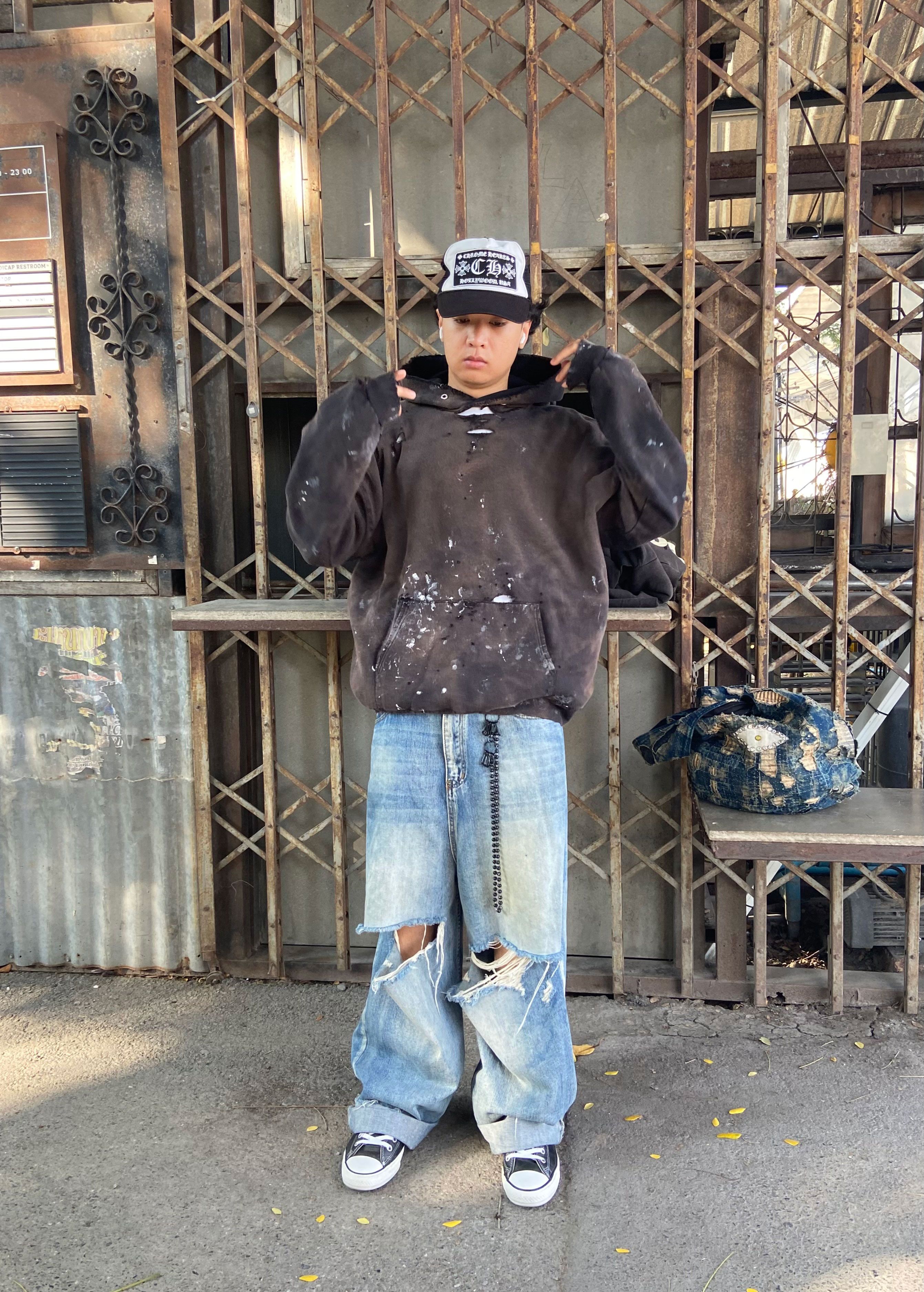 Vintage Thrashed Distressed & Faded Hoodie ERD Grunge Size US XL / EU 56 / 4 - 5 Thumbnail