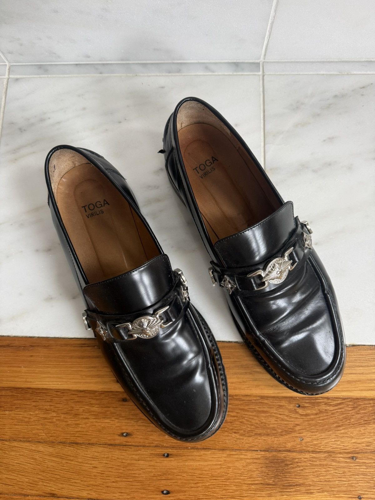 TOGA VIRILIS Toga Virgilis buckle strap leather loafers Size US 12 / EU 45 - 2 Thumbnail