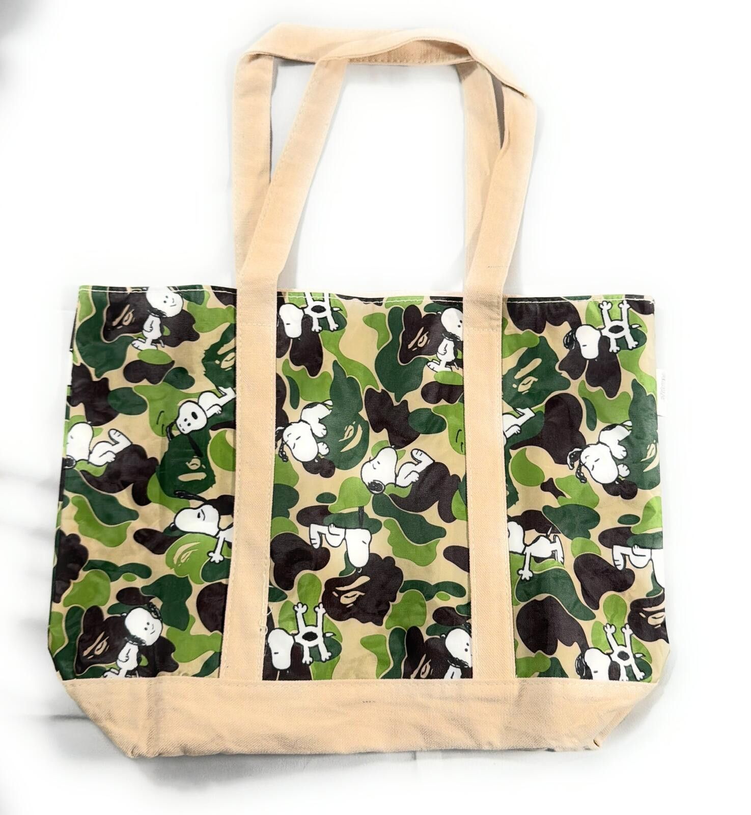 BAPE x Peanuts Snoopy ABC Camo Reversible Canvas Tote Bag