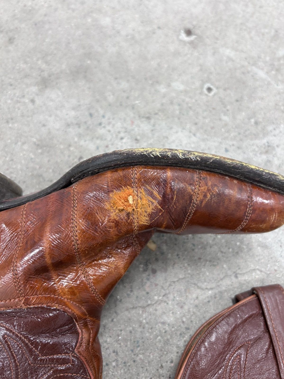 Vintage LOS ALTOS MEN COGNAC GENUINE LEATHER LEG WESTERN COWBOY BOOT Size US 8 / EU 41 - 2 Thumbnail