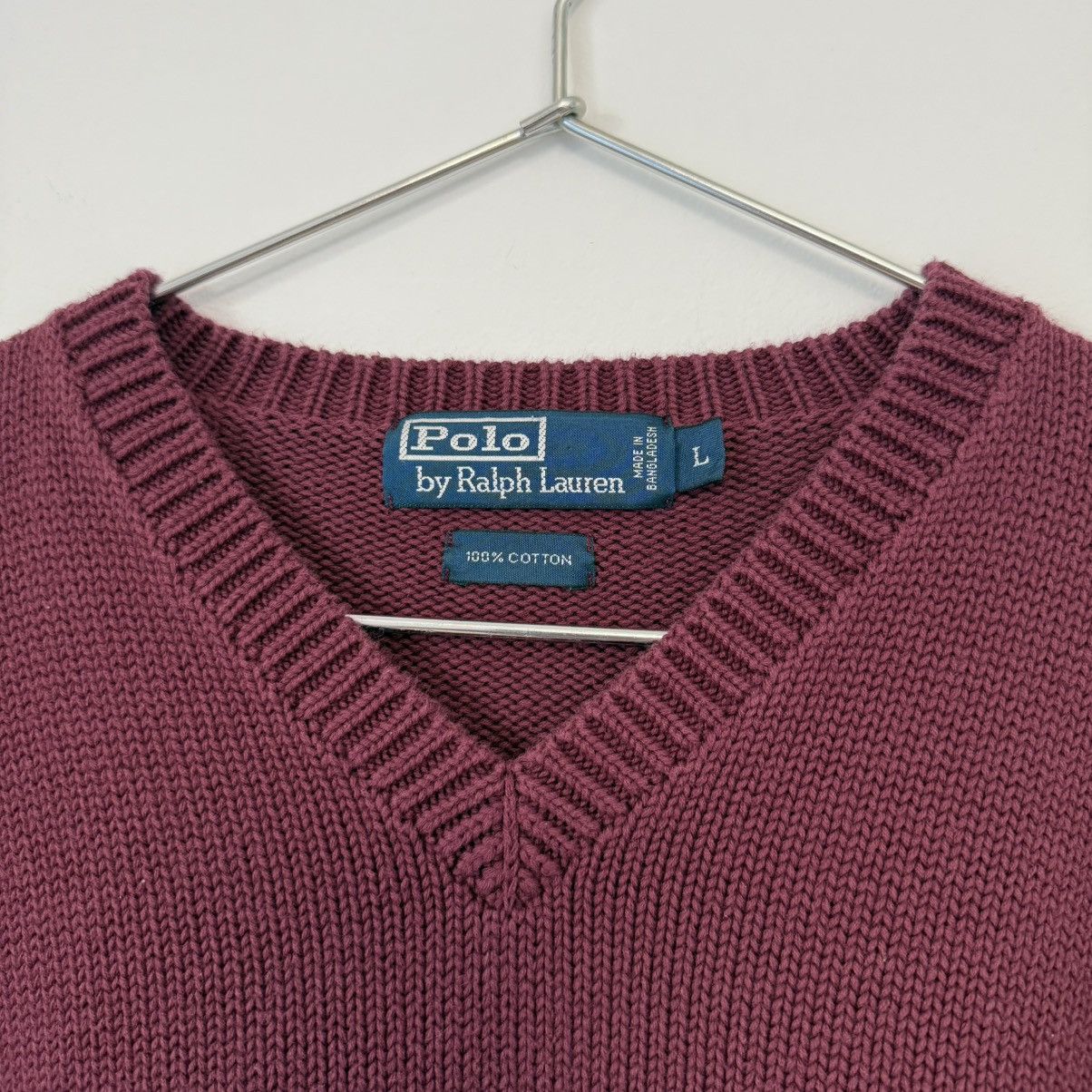 Polo Ralph Lauren Vtg 1990s Polo Ralph Lauren Pony Knit Sweater Wine Red Size US L / EU 52-54 / 3 - 5 Thumbnail