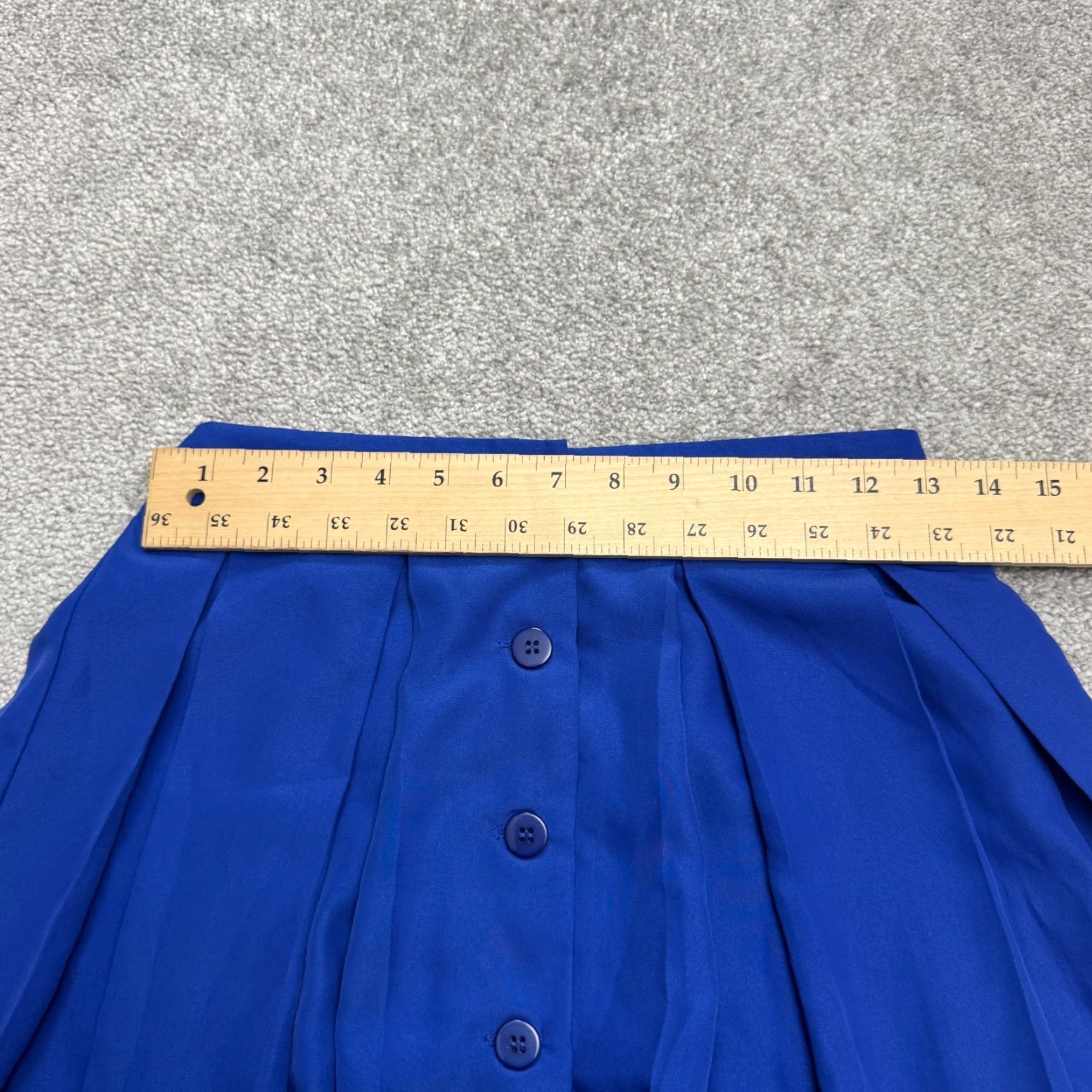 Bar III Bar III Skirt Womens XS Royal Blue Pleated A-Line Mini Button Up Elastic Waist Size 26" / US 2 / IT 38 - 4 Thumbnail