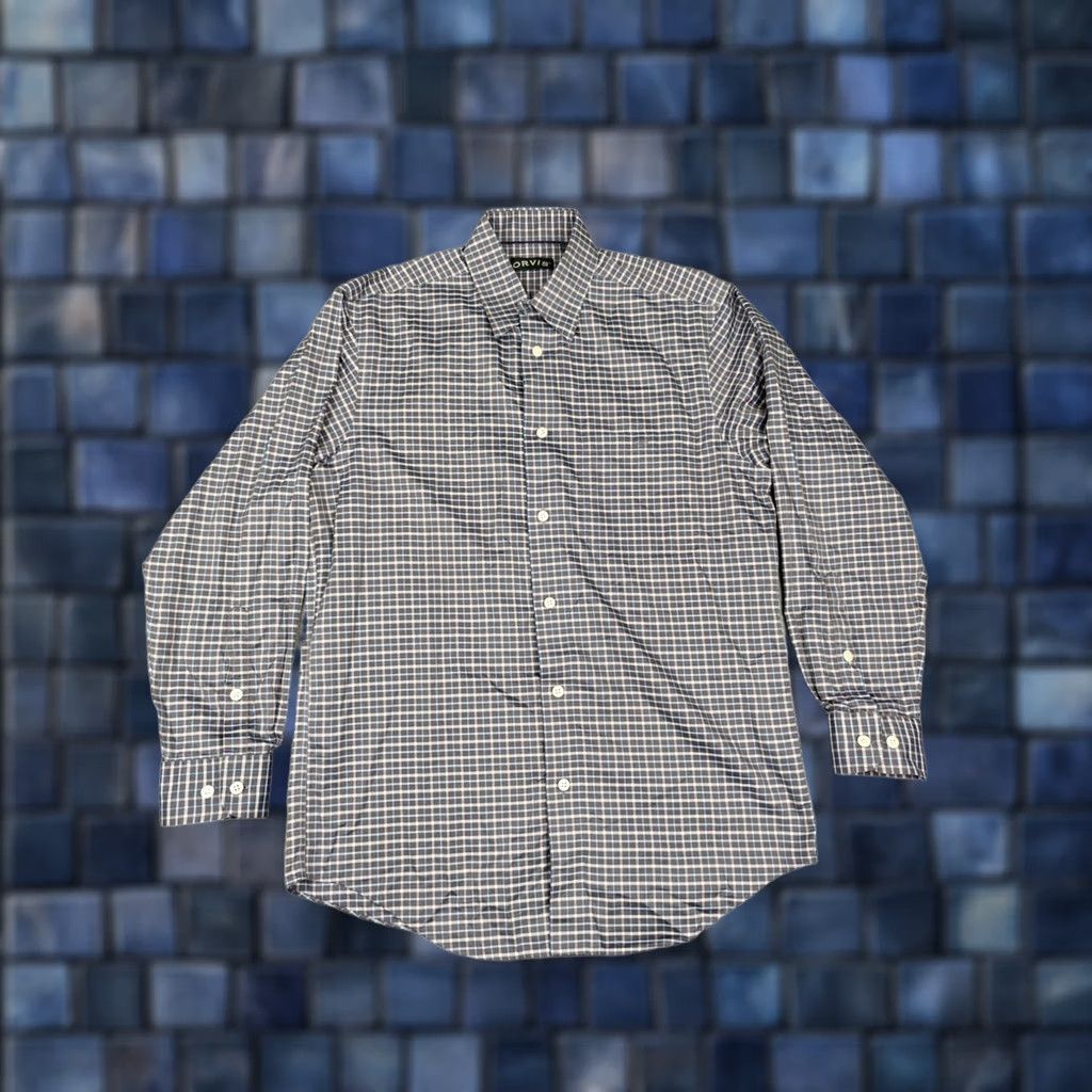 Orvis VINTAGE Orvis Dress Shirt Mens Medium Blue Check Wrinkle Free Button Down Cotton Size 40R - 1 Thumbnail