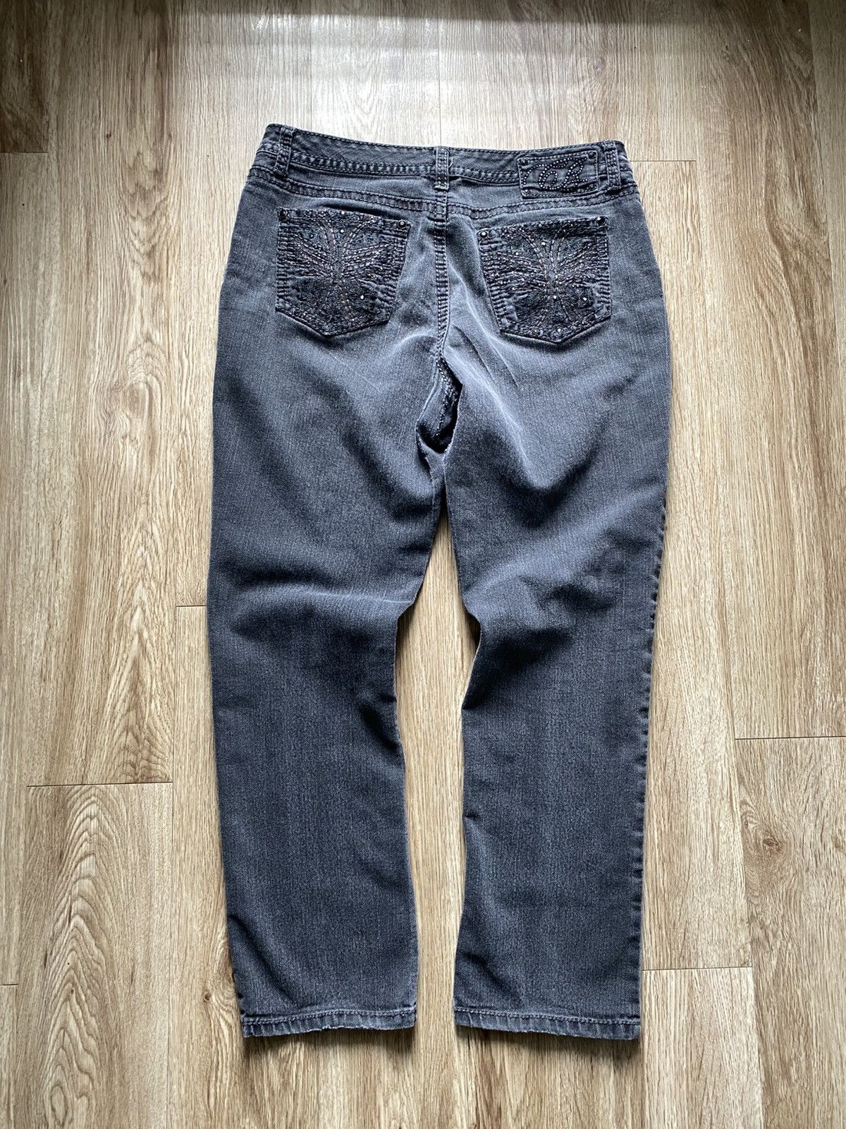 Other Y2K Black Goth Crystal Denim Jeans Size 34" / US 12 / IT 48 - 1 Thumbnail