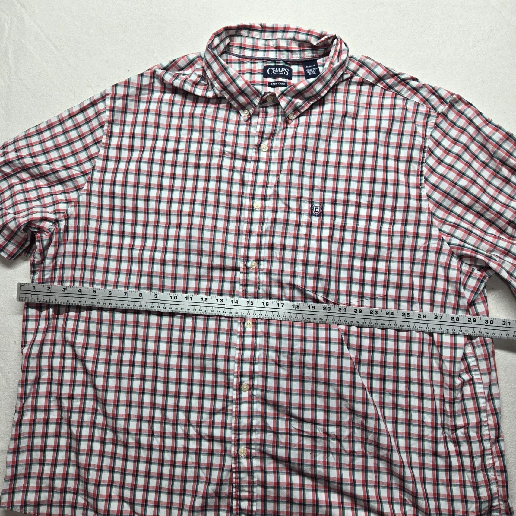 Chaps Chaps Shirt Red Plaid Short Sleeve Button-Down Adult Men Big 4X Colorful Classic Designer 4X Big & Tall Button-Up Shirt Mens Size US XXL / EU 58 / 5 - 3 Thumbnail