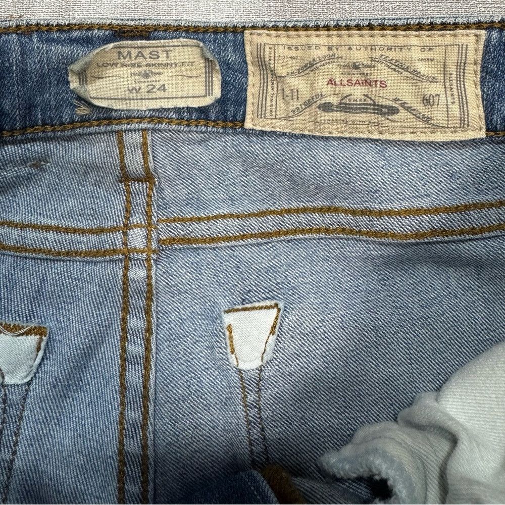 Allsaints AllSaints Mast Low Rise Skinny Distressed Jeans Size 24 Size 24" / US 00 / IT 34 - 7 Thumbnail