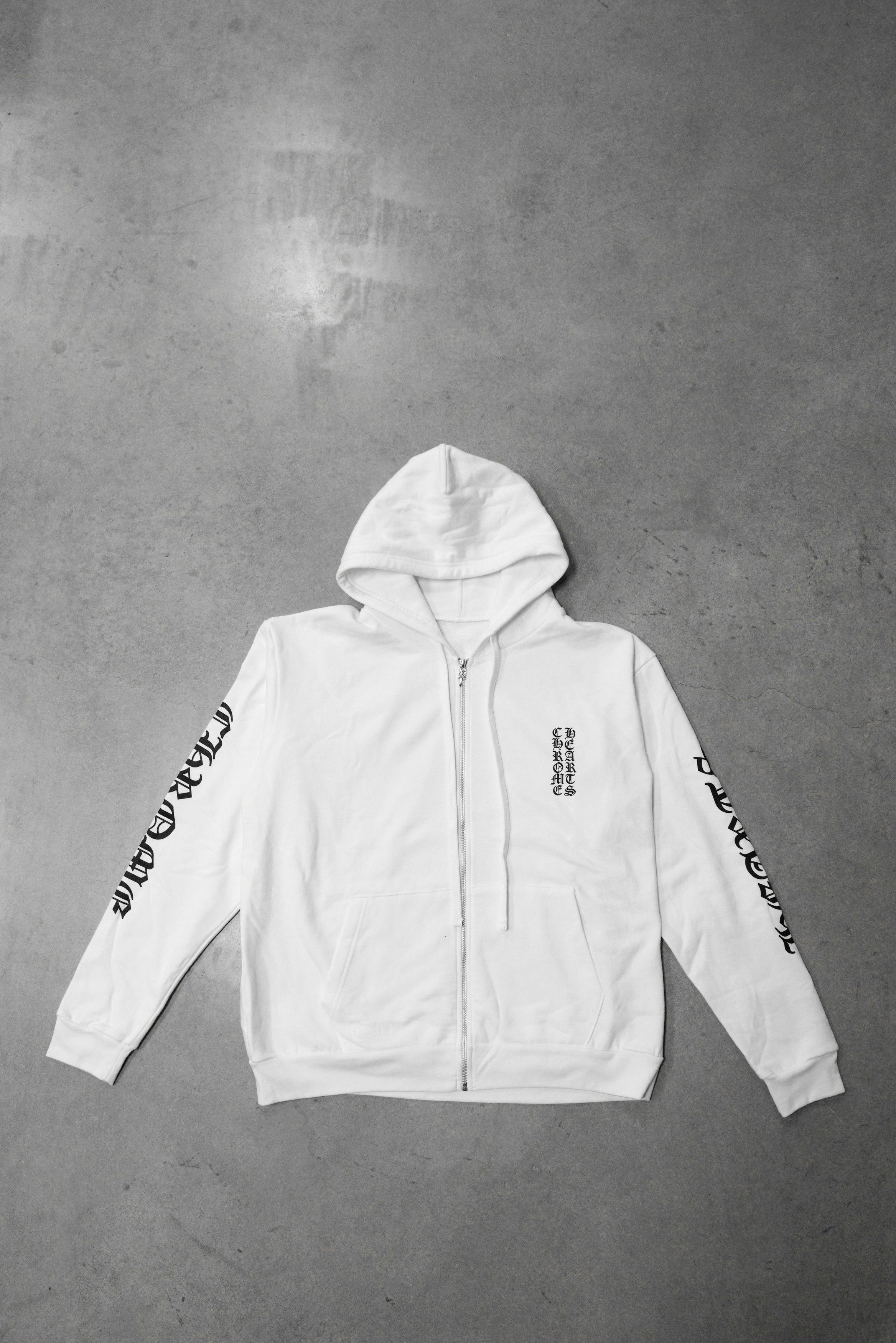 Chrome Hearts Vertical Logo Zip Up - White