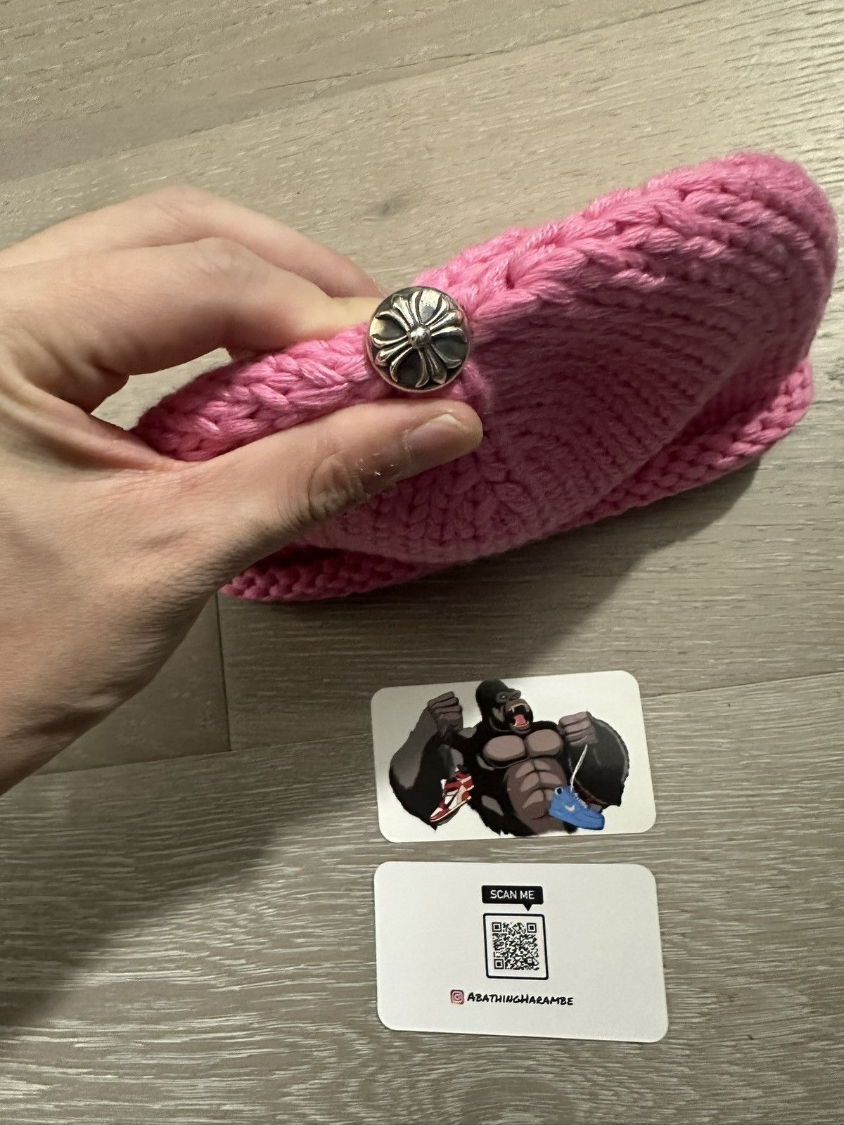 Chrome Hearts Chrome Hearts Cheetah Cross Patch Cashmere Pink Beanie Kids Size ONE SIZE - 4 Thumbnail