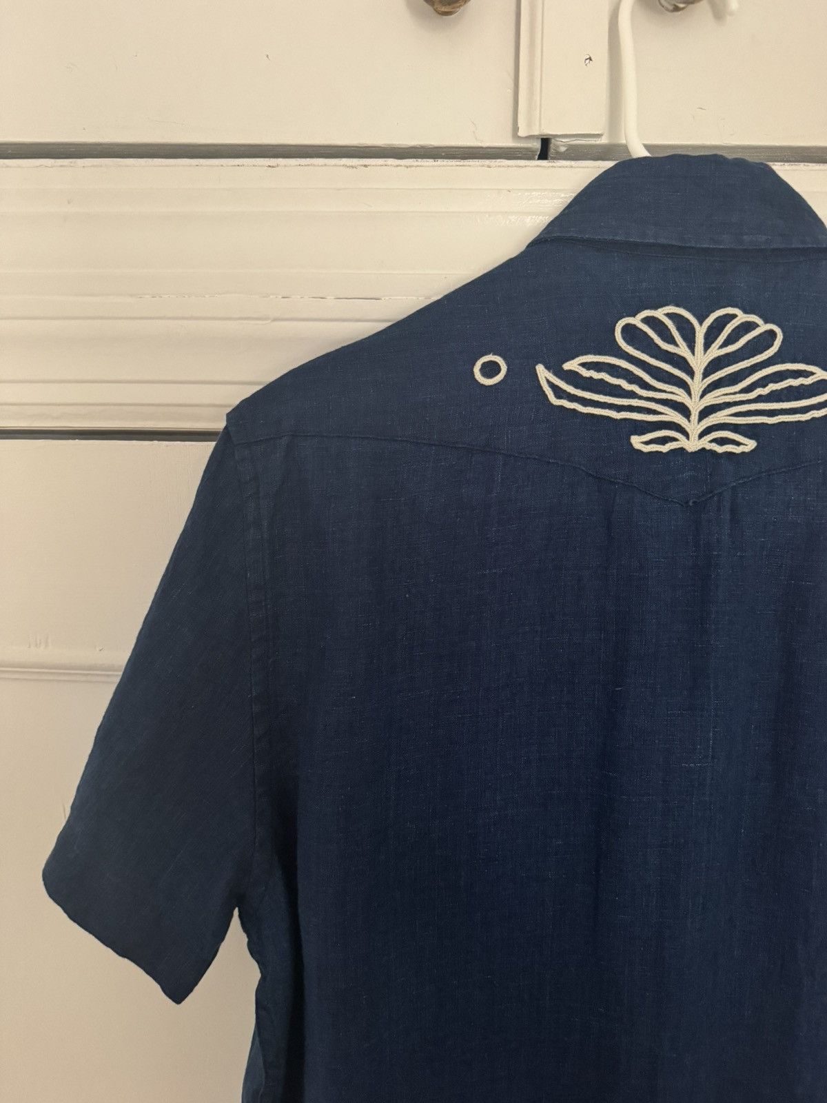Taylor Stitch Taylor Stitch Embroidered Short Sleeve Western Indigo Linen Size US XS / EU 42 / 0 - 8 Thumbnail