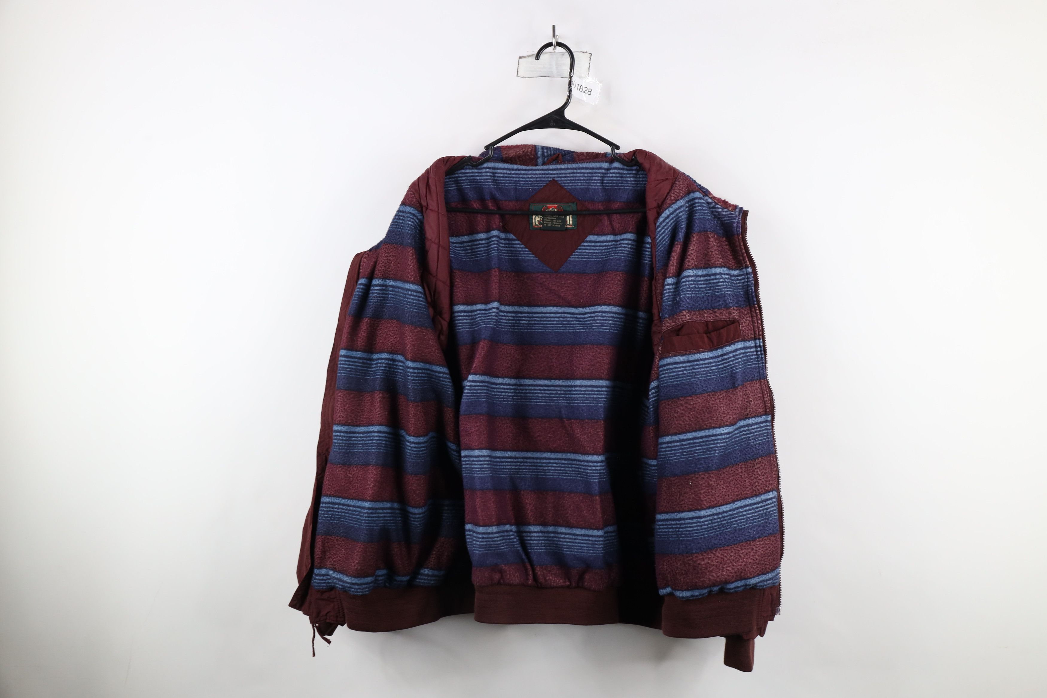 Vintage Vintage 90s Streetwear Fleece Lined Full Zip Jacket Burgundy Size US XXL / EU 58 / 5 - 9 Thumbnail