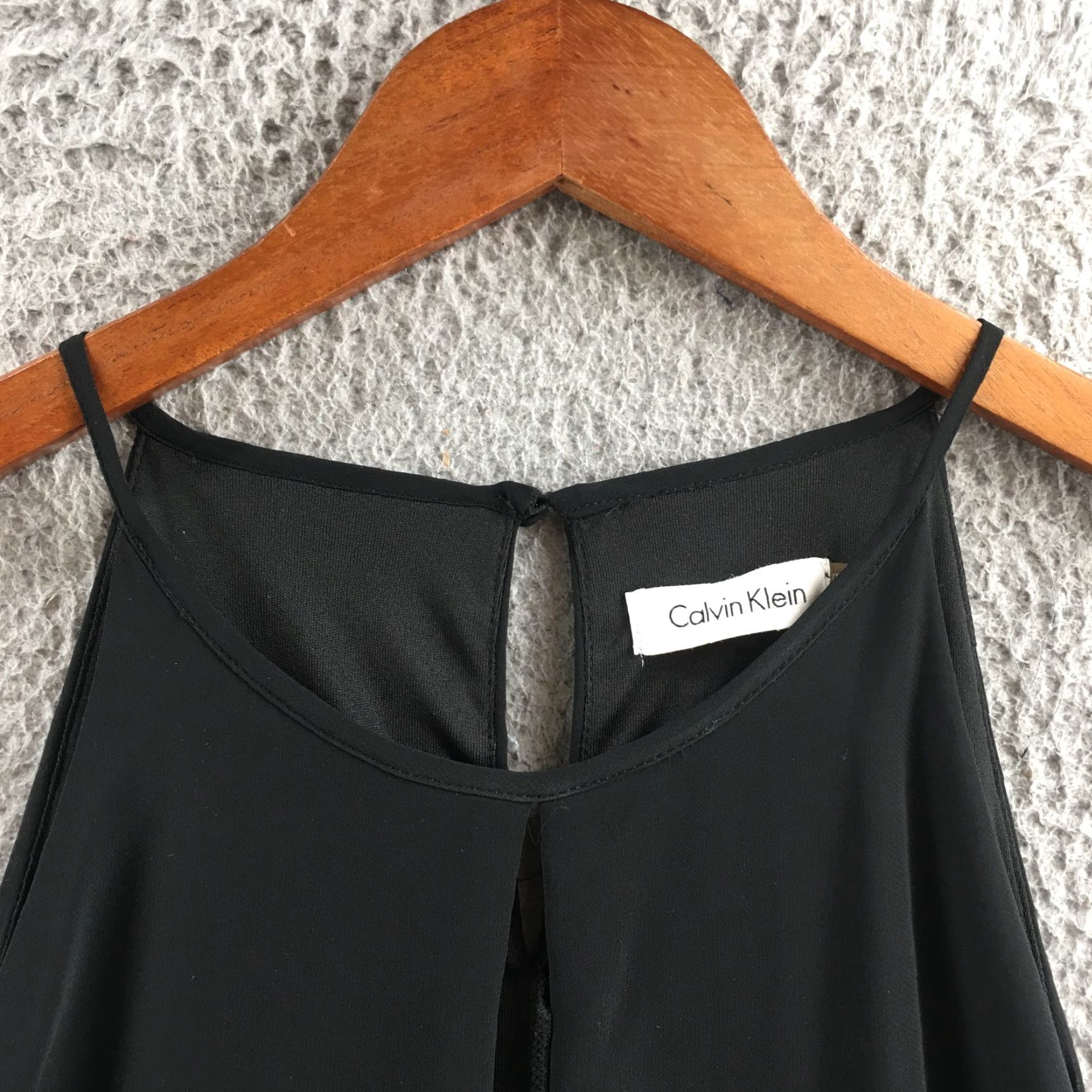 Calvin Klein Calvin Klein Tiered Halter Dress Womens 6 Black Polyester Sleeveless Casual Size M / US 6-8 / IT 42-44 - 3 Thumbnail