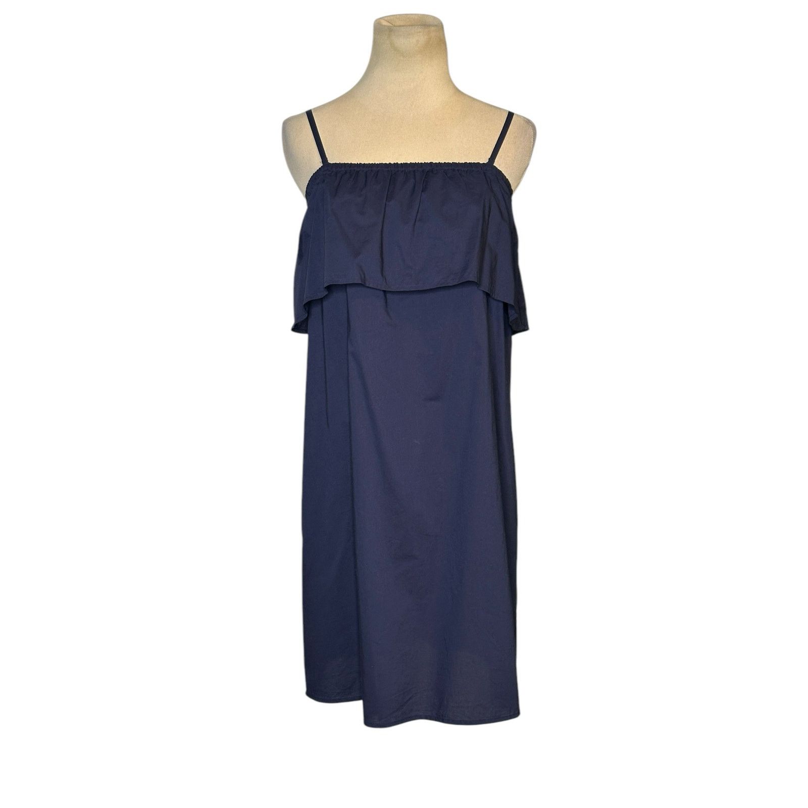 Uniqlo Uniqlo navy blue ruffled neck mini dress size Small Size S / US 4 / IT 40 - 1 Thumbnail