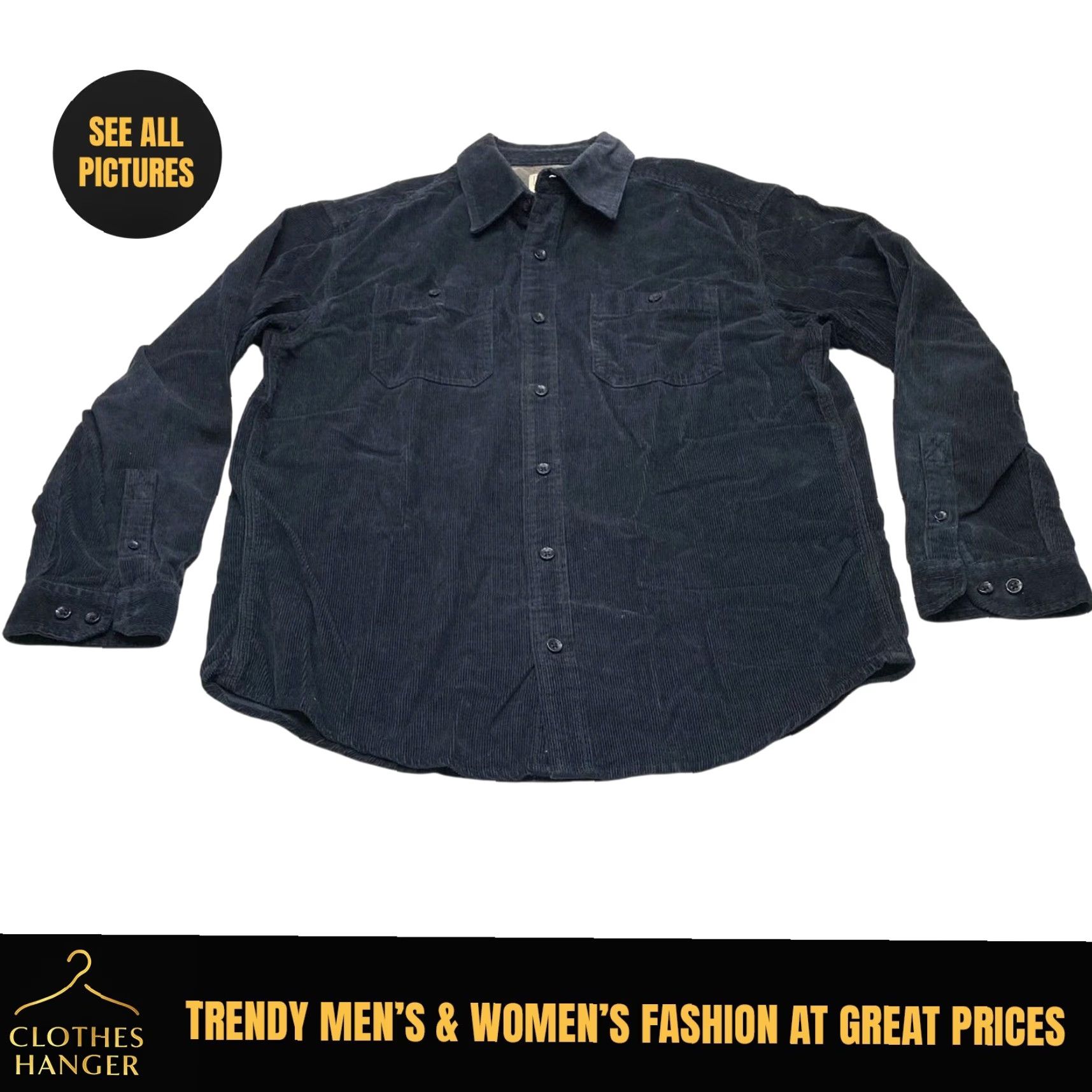 Vintage L.L. Bean Corduroy Button Up Shirt Men's Medium Black Traditional Fit 505637 Size US M / EU 48-50 / 2 - 2 Thumbnail