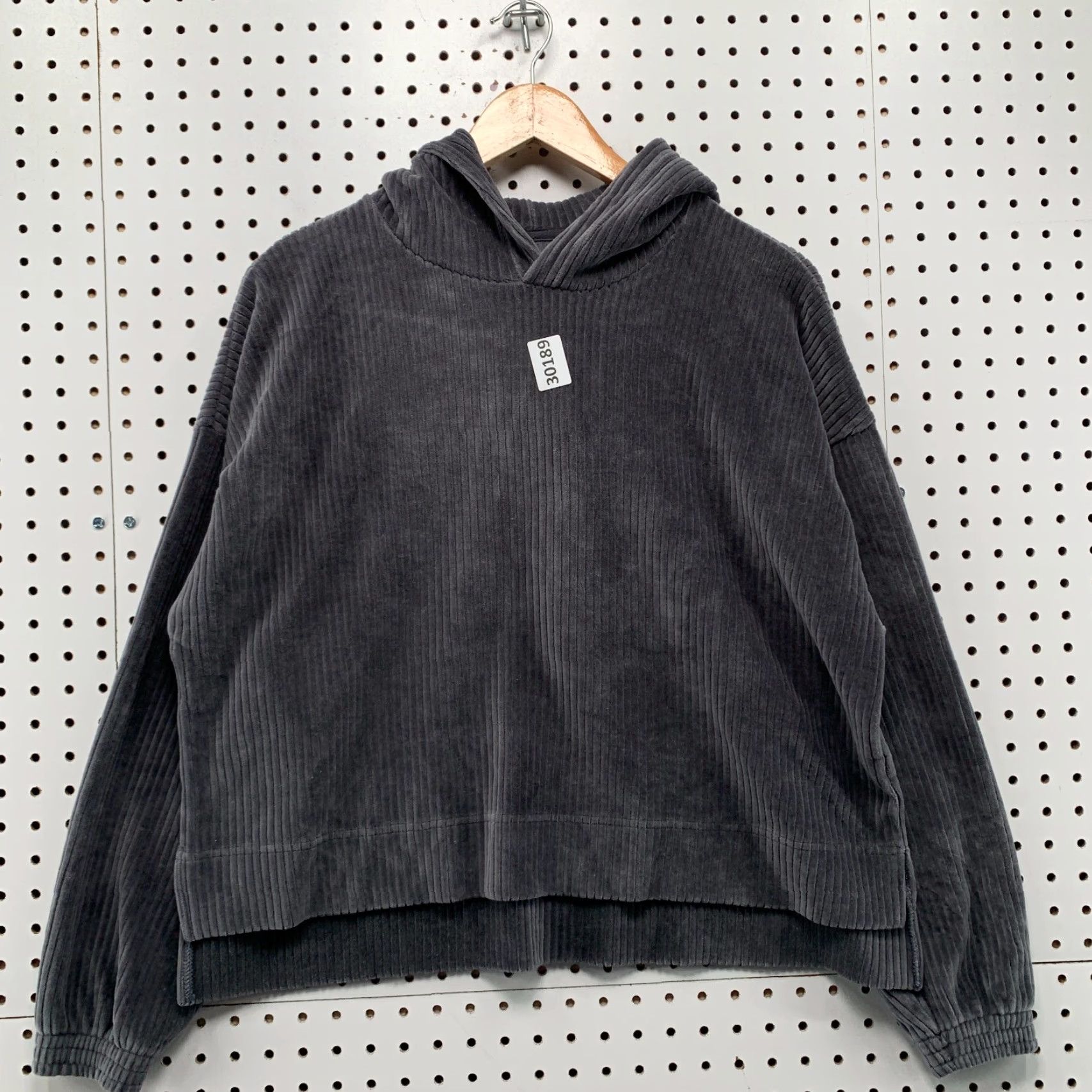 Vintage Aerie Corduroy Hoodie Sweatshirt Gray Womens Small Long Sleeve Pullover 24x22 Size S / US 4 / IT 40 - 2 Thumbnail