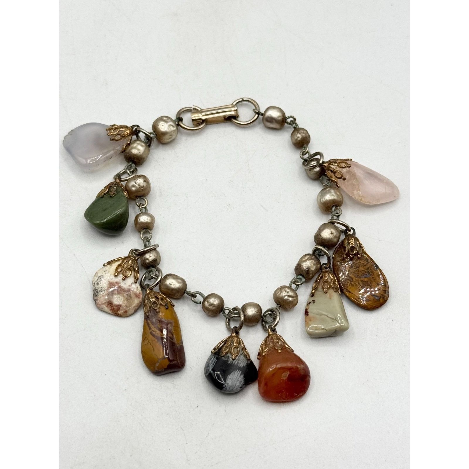 Vintage Vintage stone and pearl chain charm bracelet Size ONE SIZE - 2 Thumbnail