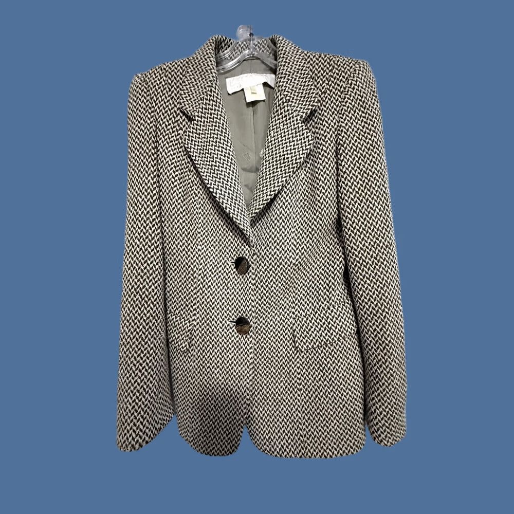 Escada VINTAGE Escada Blazer Womens 38 Brown Herringbone Wool Tweed Three-Button Notch Lapel Tailored Office Workwear Fall Mens? Size XS / US 0-2 / IT 36-38 - 1 Thumbnail