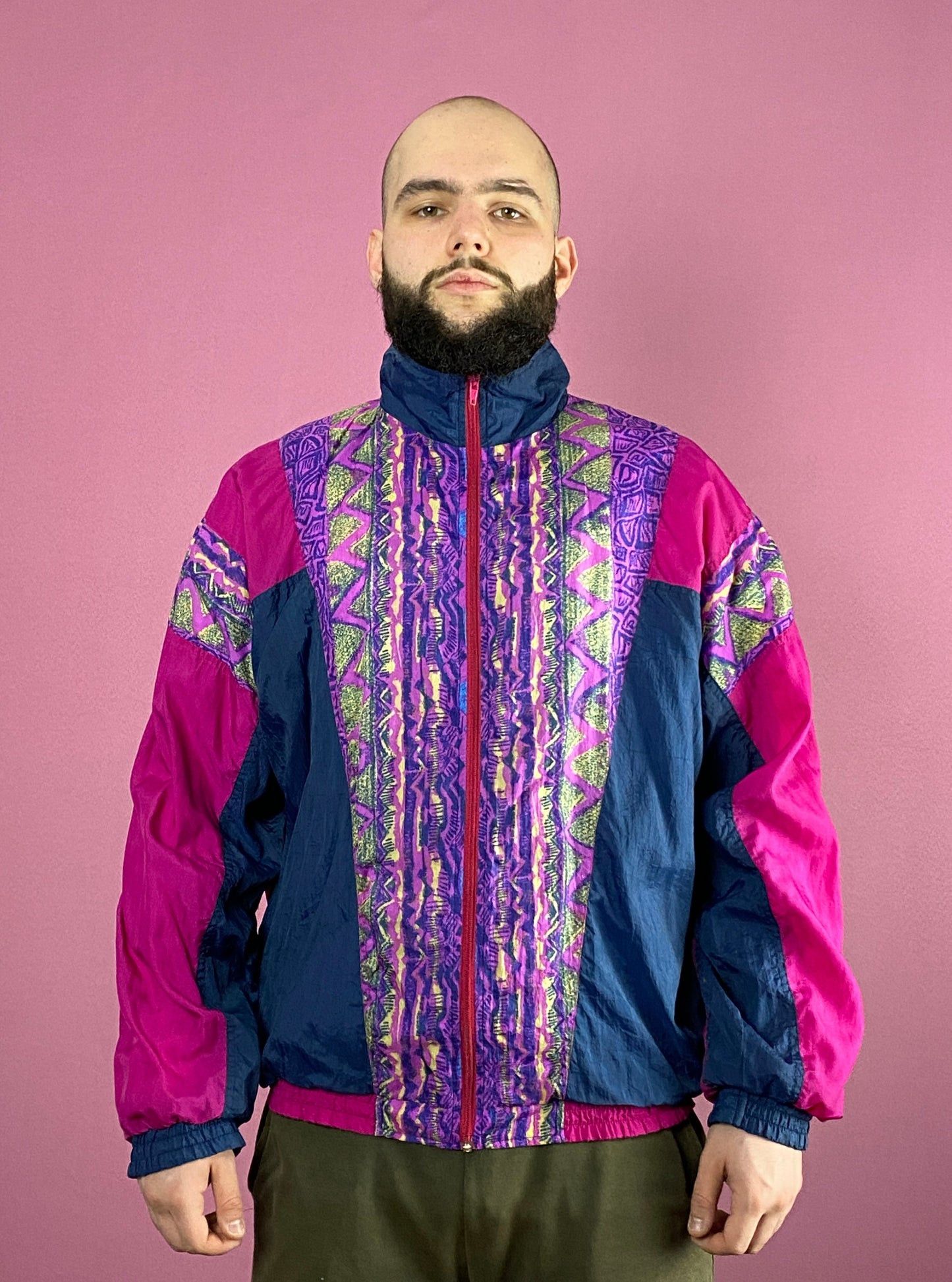 Vintage Europene Line Vintage Men's Abstract Windbreaker Jacket - XL Size US M / EU 48-50 / 2 - 2 Thumbnail