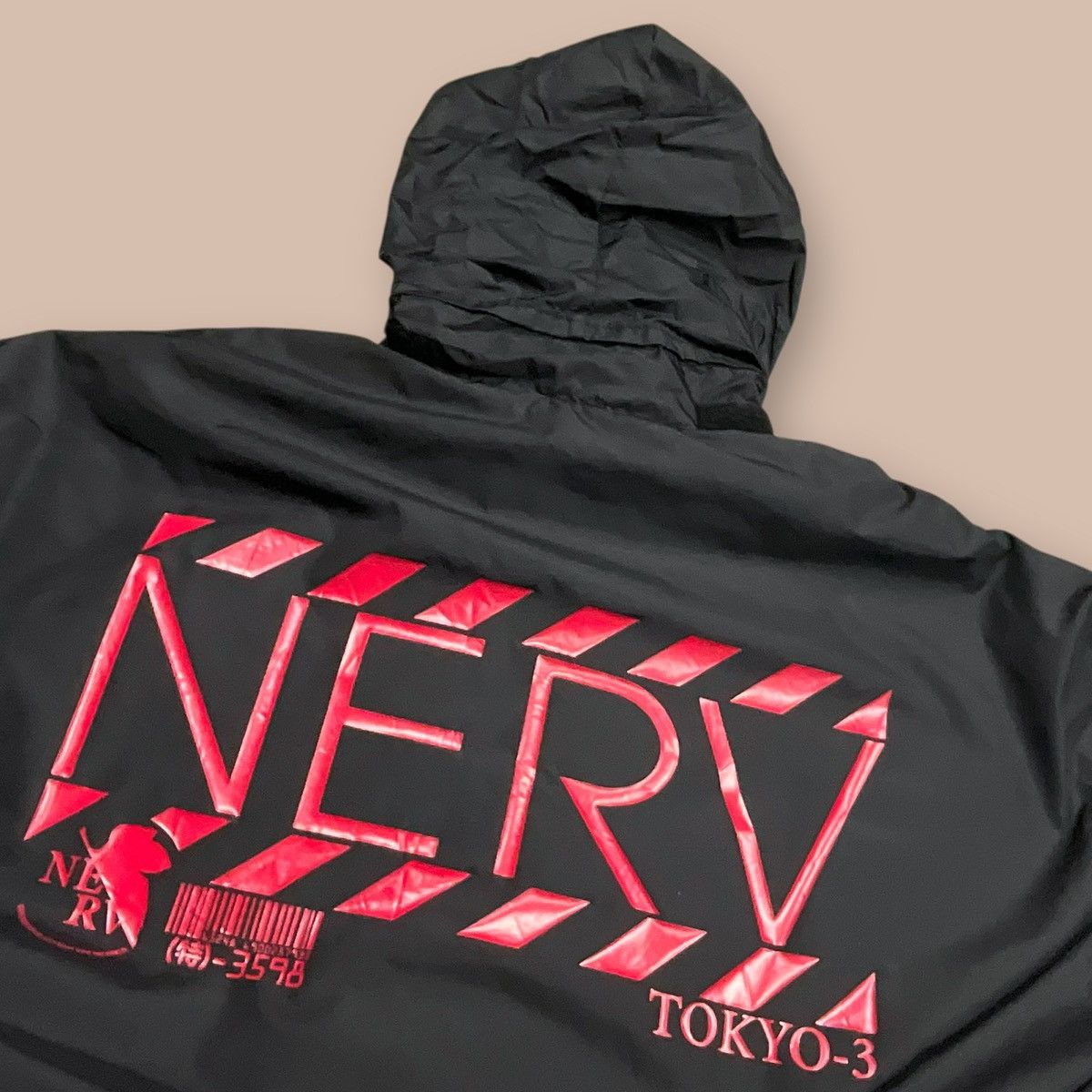 Anime Vintage Cospa X Evangelion "Tokyo-3 NERV" Nylon Hoodie Size US XXL / EU 58 / 5 - 10 Thumbnail