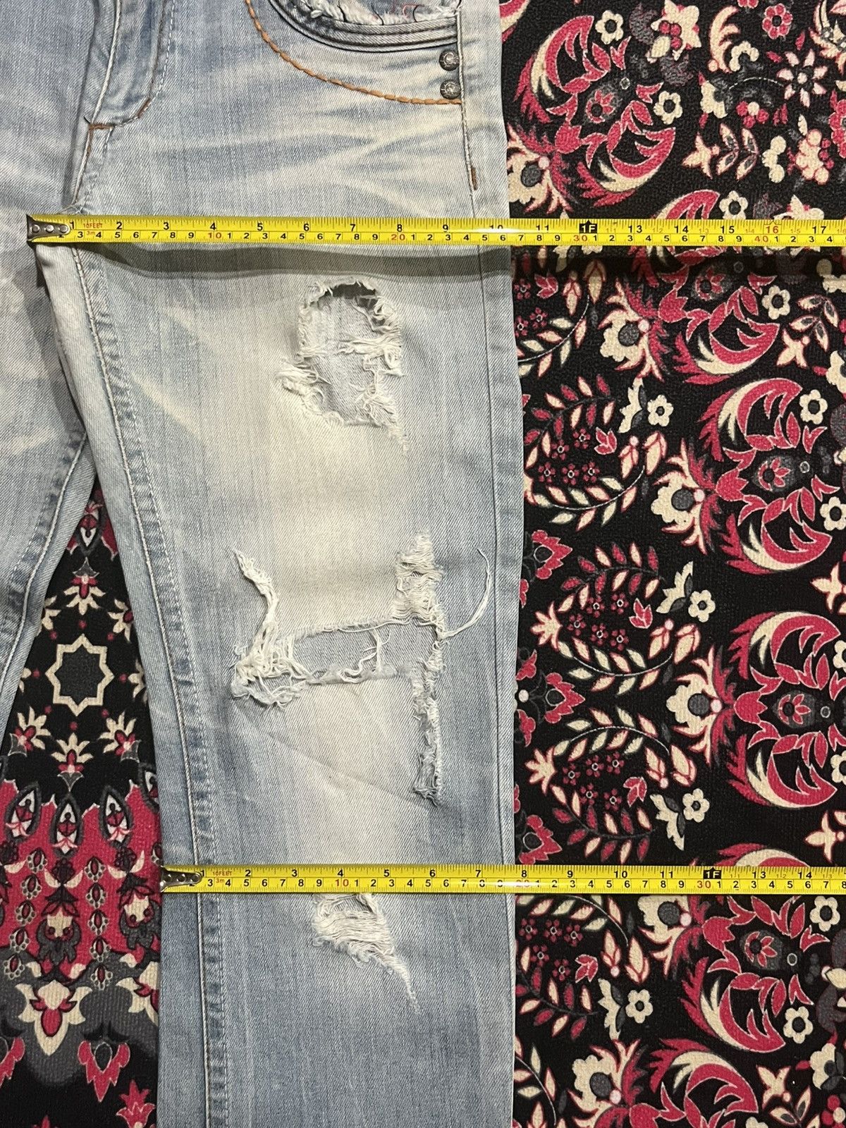 If Six Was Nine ⚡️Insane⚡️Vintage Japanese Brand Red Pepper Destroy Blue Jeans Size US 28 / EU 44 - 21 Thumbnail