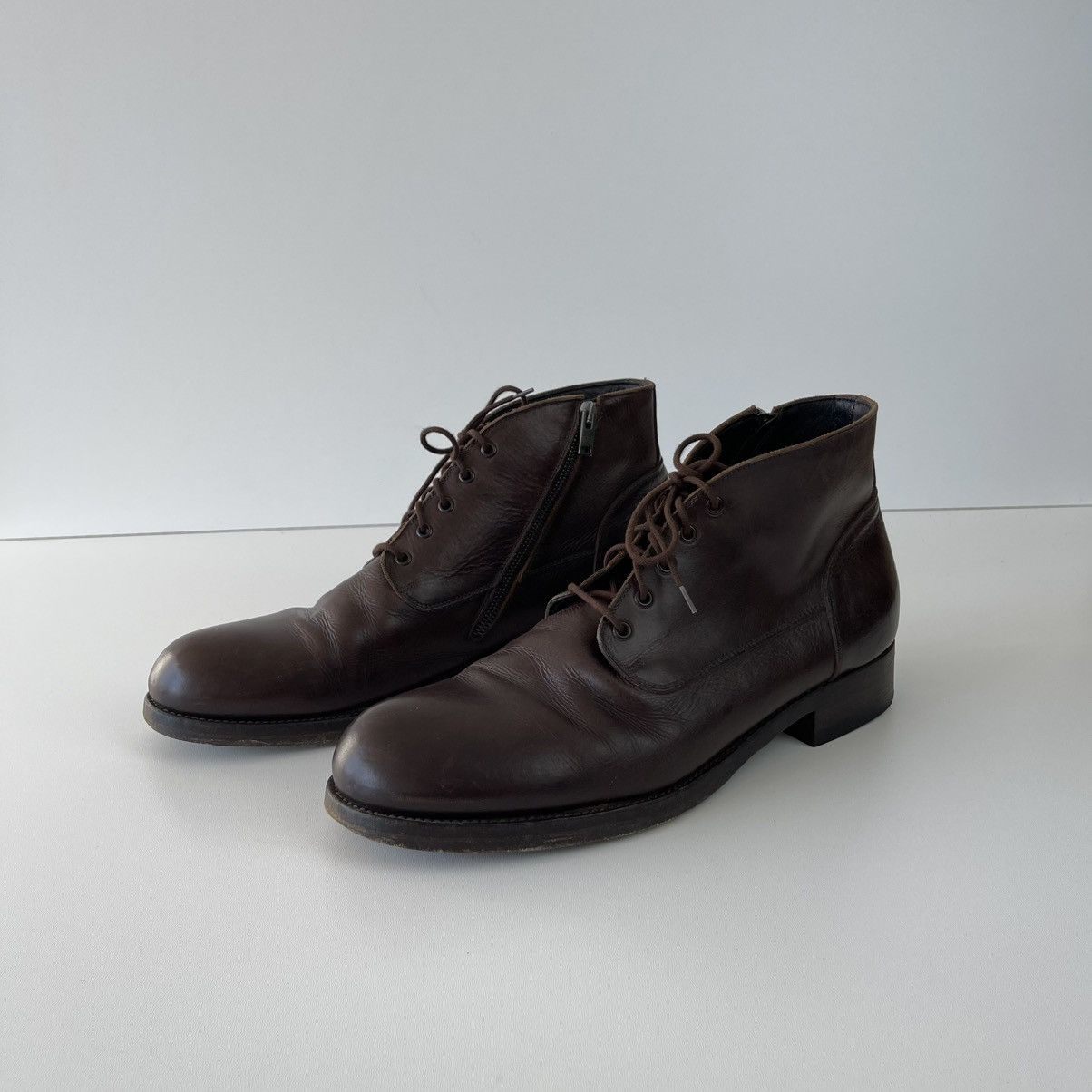 Pantanetti Pantanetti High Ankle Leather Zip Boots Brown Made in Italy Size US 12 / EU 45 - 1 Thumbnail