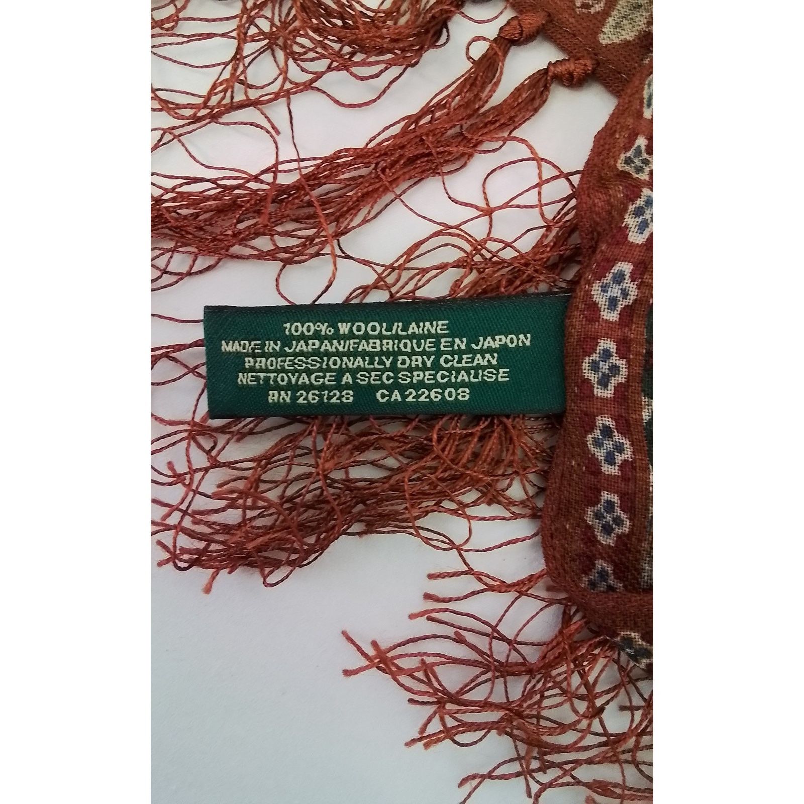 Ralph Lauren Ralph Lauren Wool Shawl Orange/Red Paisley Tassels VTG 90s Size ONE SIZE - 8 Thumbnail